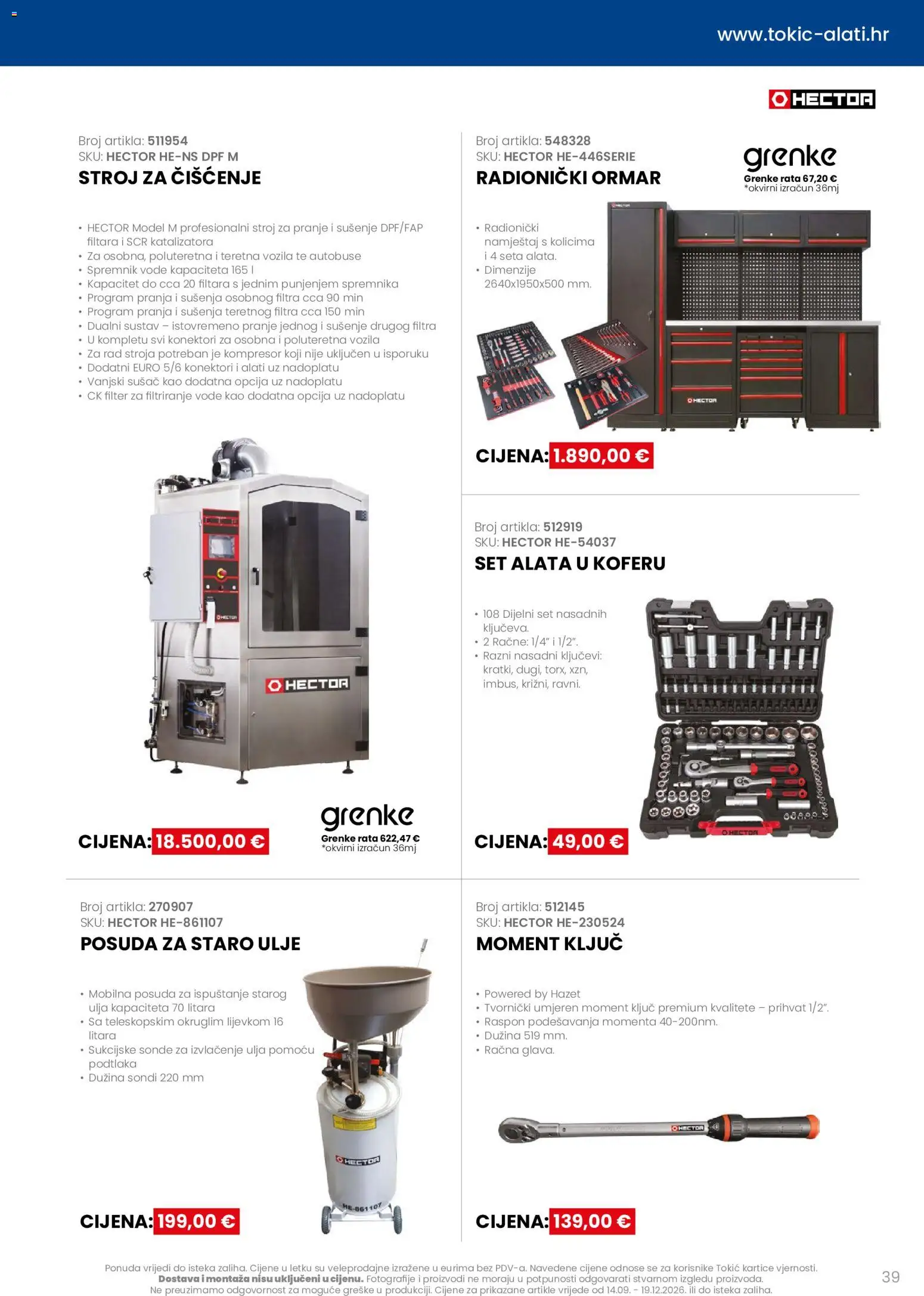 Tokić katalog | vrijedi od 14.09.2026 | Stranica: 39 | Proizvodi: Ormar, Ulje, Kompresor, Set alata