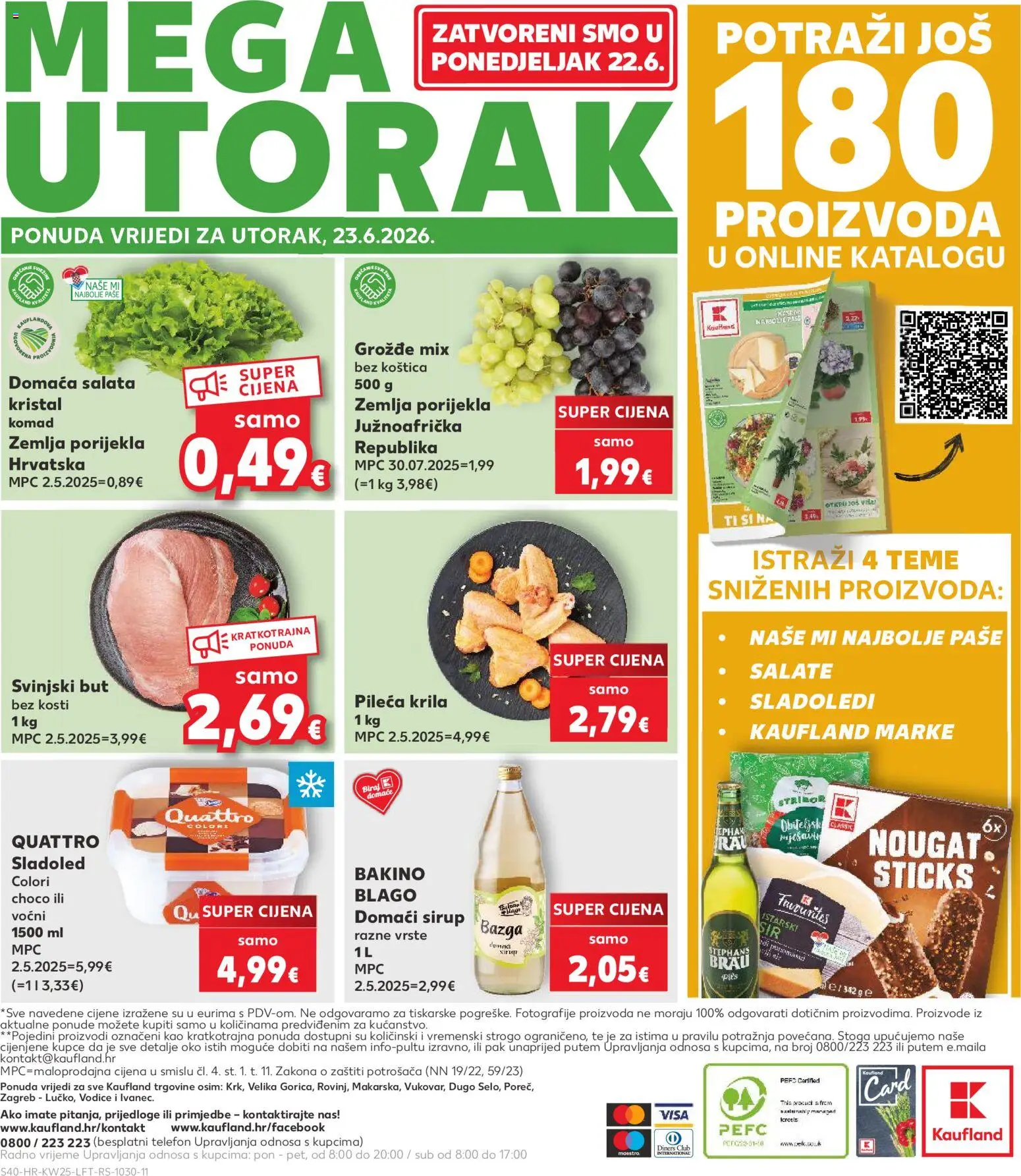 Kaufland katalog | vrijedi od 17.06.2026 | Stranica: 40 | Proizvodi: Pileća krila, Sladoled, Salata, Sirup