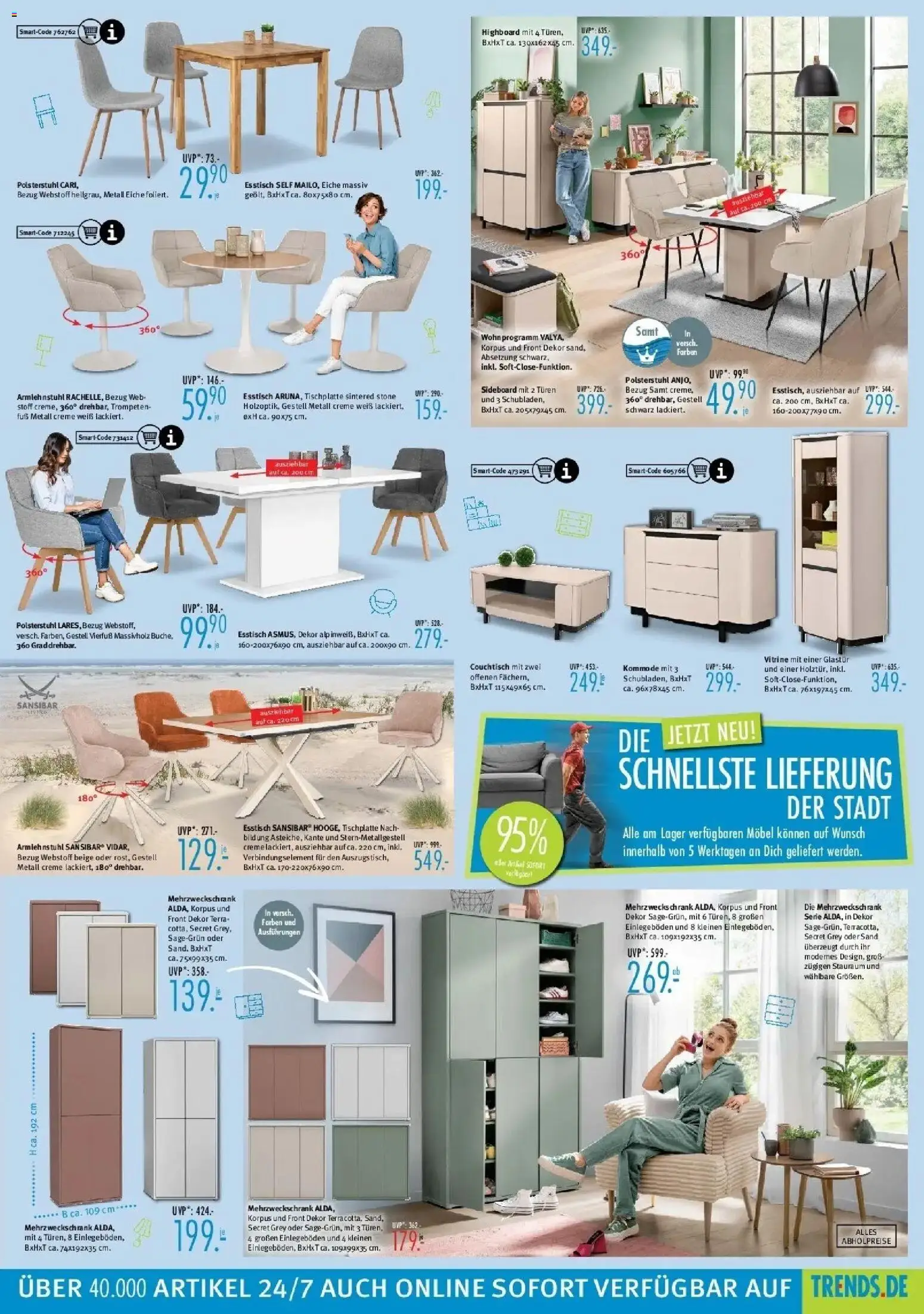 Trends - Ostermann Trends: Neue Möbel wirken Wunder. – gültig ab 10.07.2026 | Seite: 5 | Produkte: HIghboard, Esstisch, Vitrine, Creme