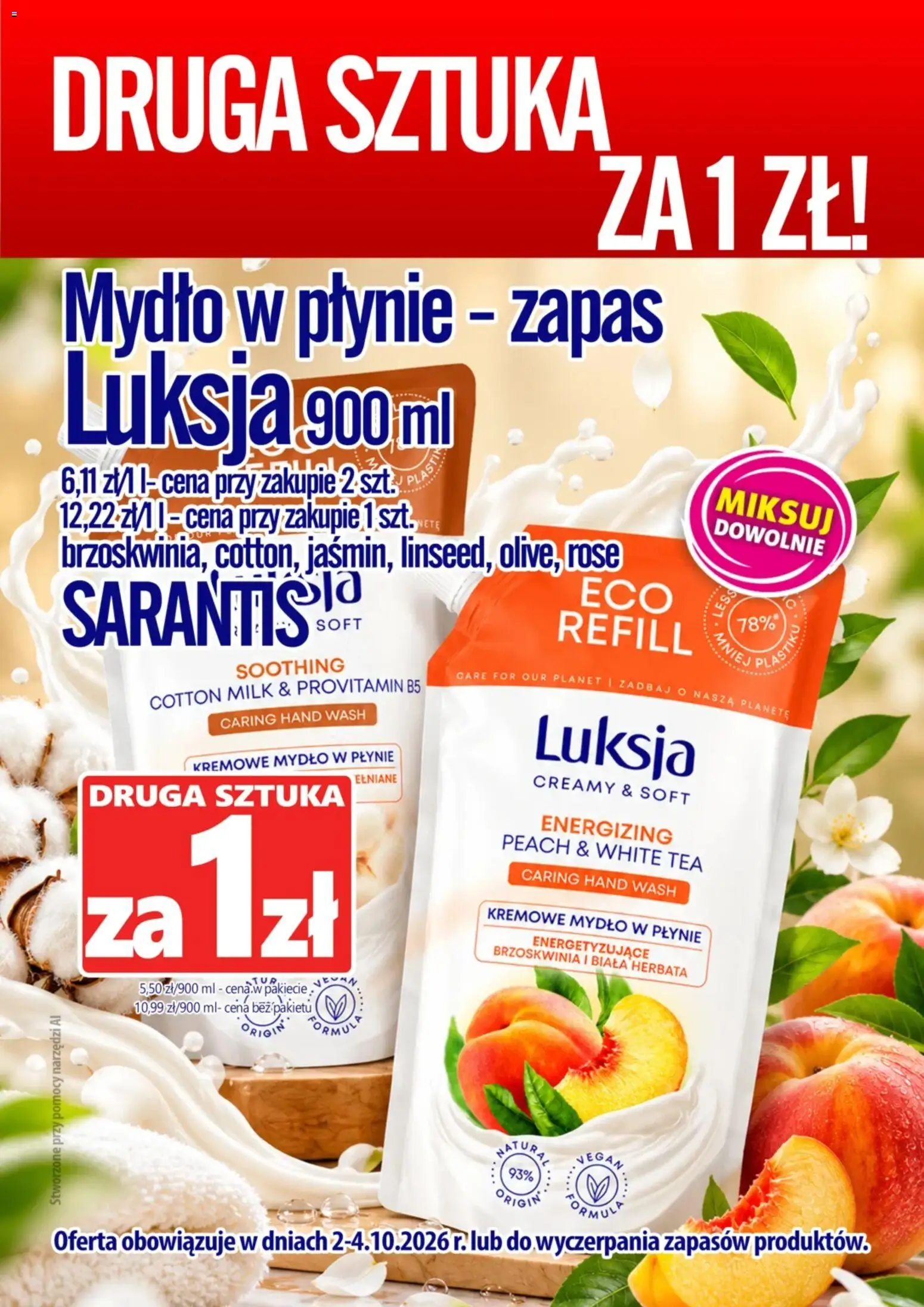 Prim Market promocje - Mydło w płynie Luksja od 02.10.2026 | Strona: 1 | Produkty: Kremowe mydło w płynie, Mydło w płynie, Herbata, Mydło