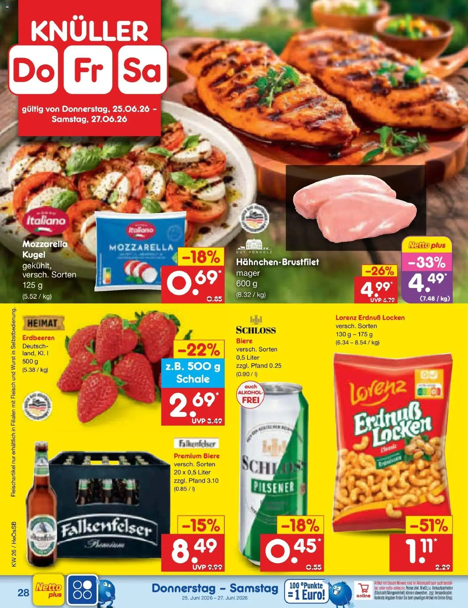 Netto Marken-Discount Prospekt Kröpelin – gültig ab 21.06.2026 | Seite: 40 | Produkte: Mozzarella, Wurst, Erdbeeren, Fleisch