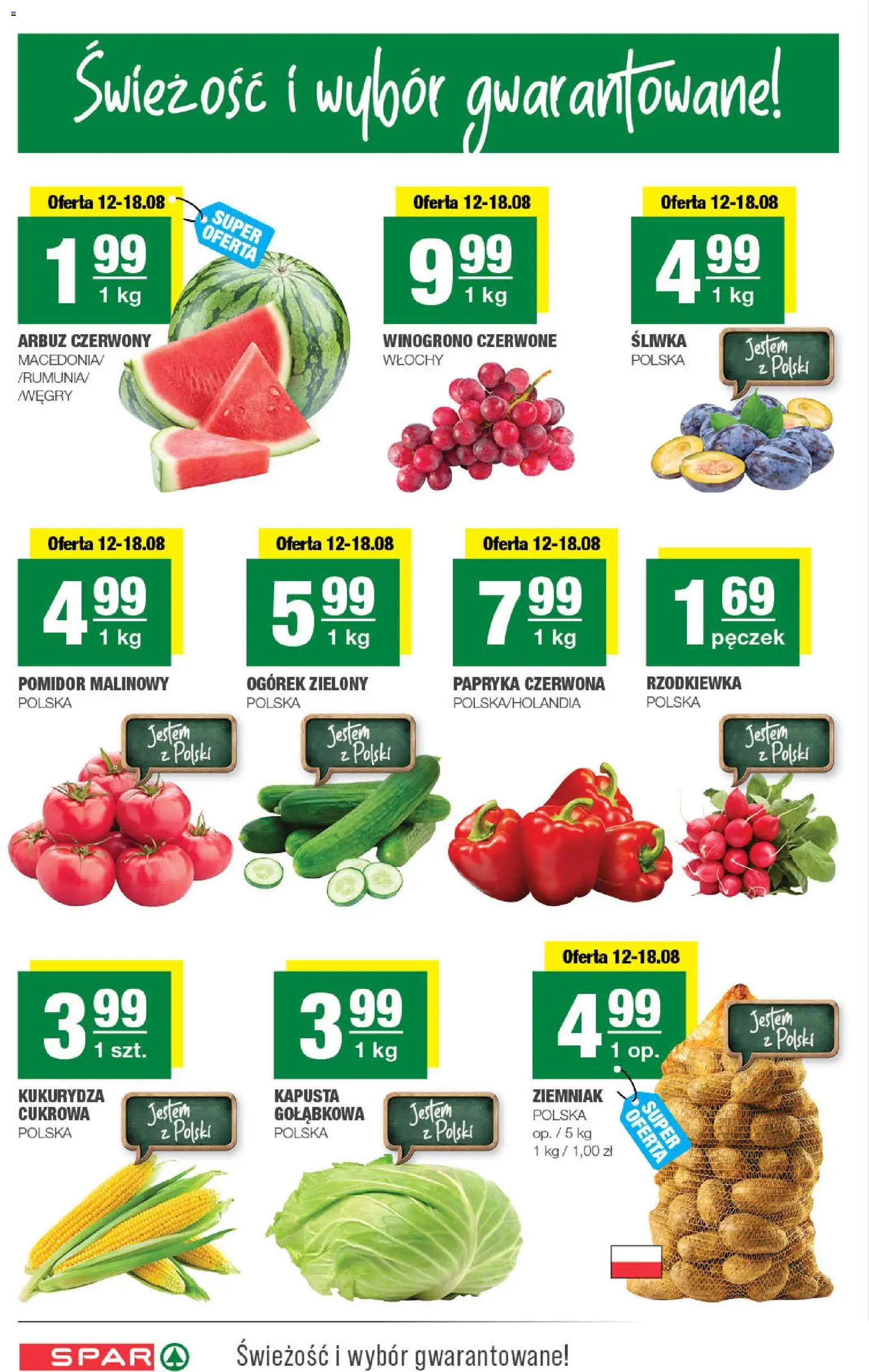 Spar gazetka od 12.08.2026 | Strona: 2 | Produkty: Kapusta, Winogrono, Kukurydza, Papryka czerwona