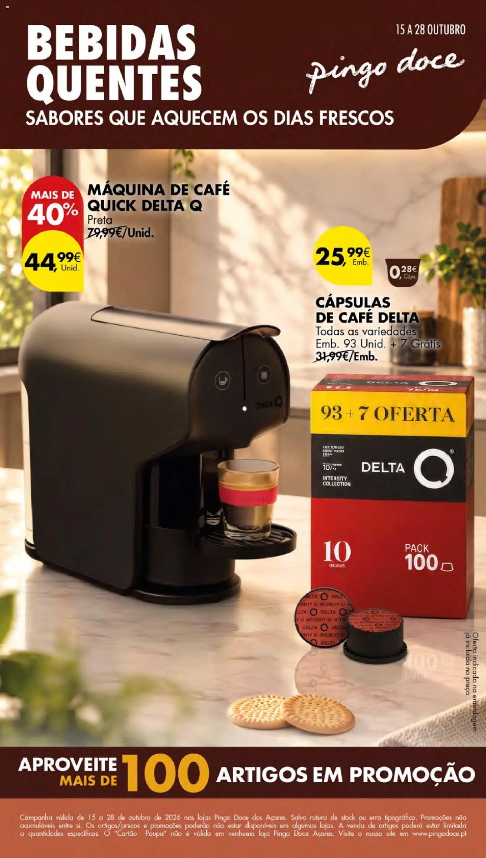 Pingo Doce folheto Bebidas Quentes │ válido de 15/10/2026 | Página: 1 | Produtos: Delta q, Bebidas, Cápsulas, Café
