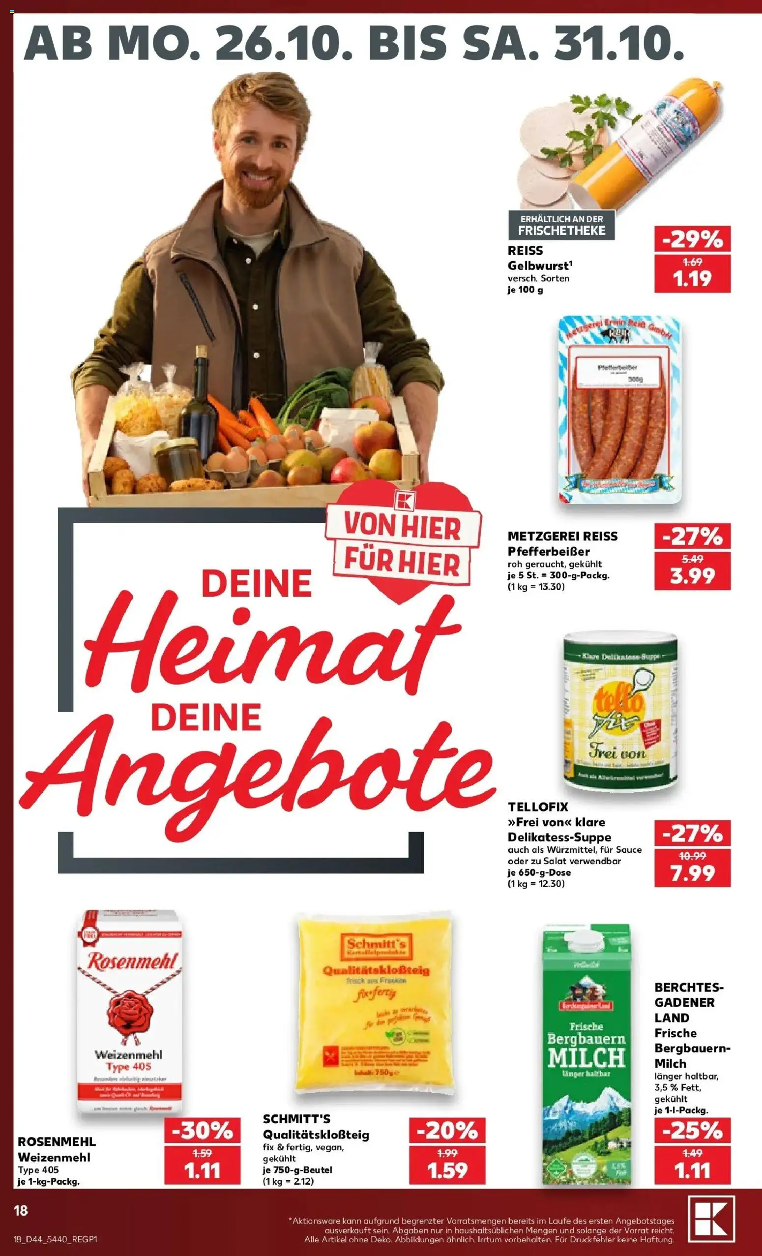 Prospekt Kaufland ab 26.10.2026 » Angebote Online zum Blättern | Seite: 22 | Produkte: Milch, Weizenmehl, Salat