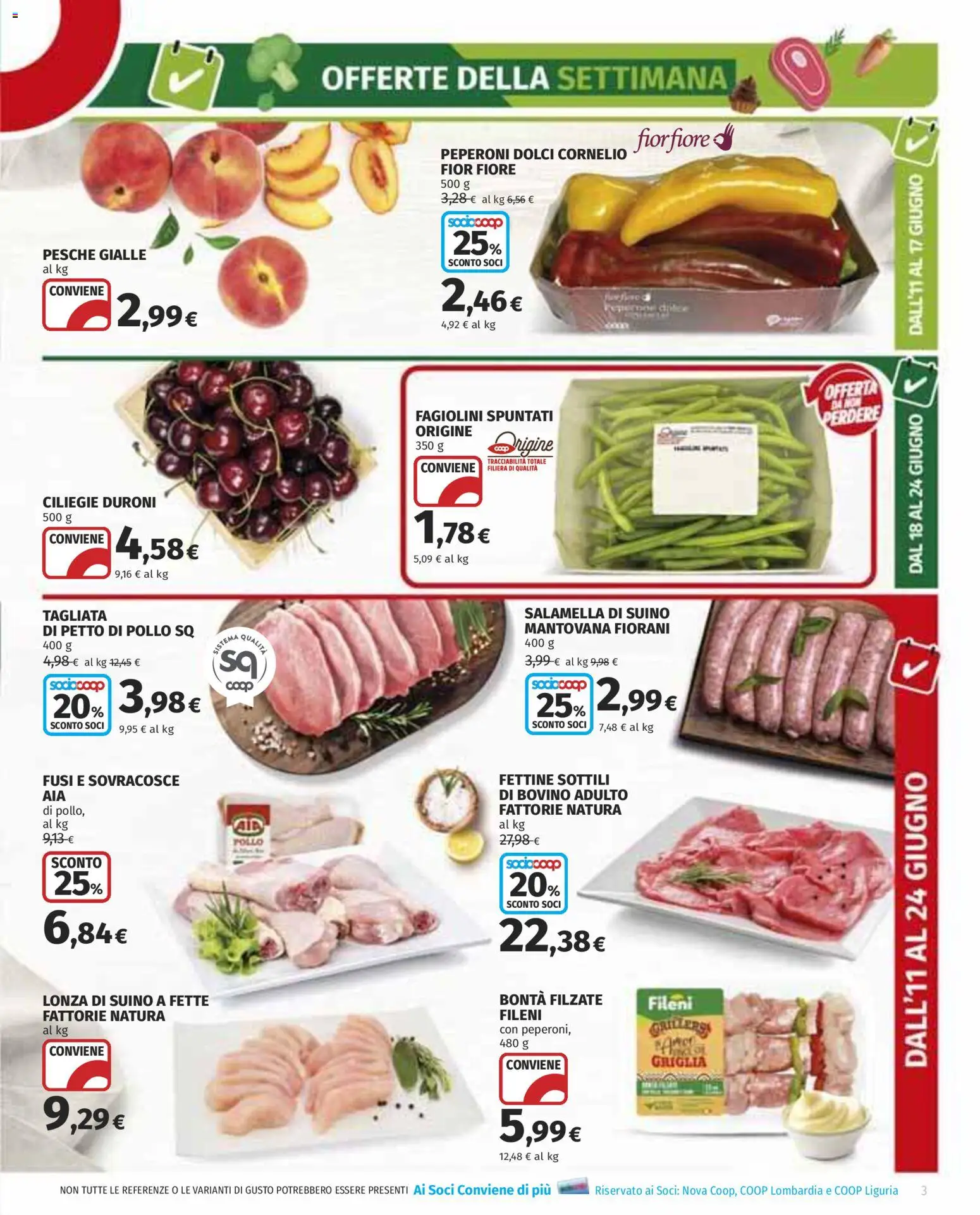 Volantino COOP del 11.06.2026 | Pagina: 3 | Prodotti: Salamella, Suino, Griglia, Fagiolini