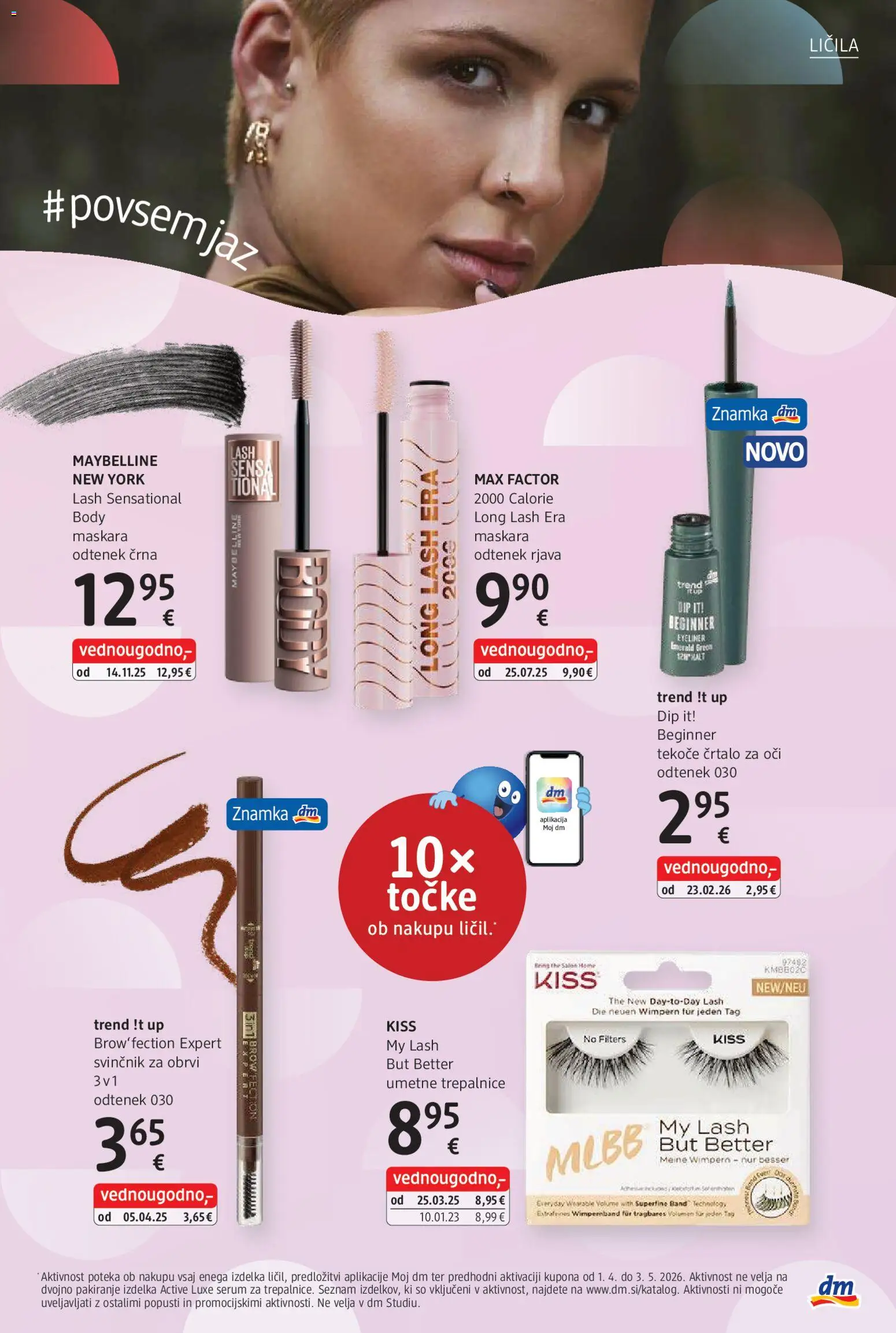 Novi DM Drogerie Markt katalog ponudbe – veljaven od 01.04.2026 | Stran: 5 | Izdelki: Licila, Maskara, Crtalo za oci, Umetne trepalnice
