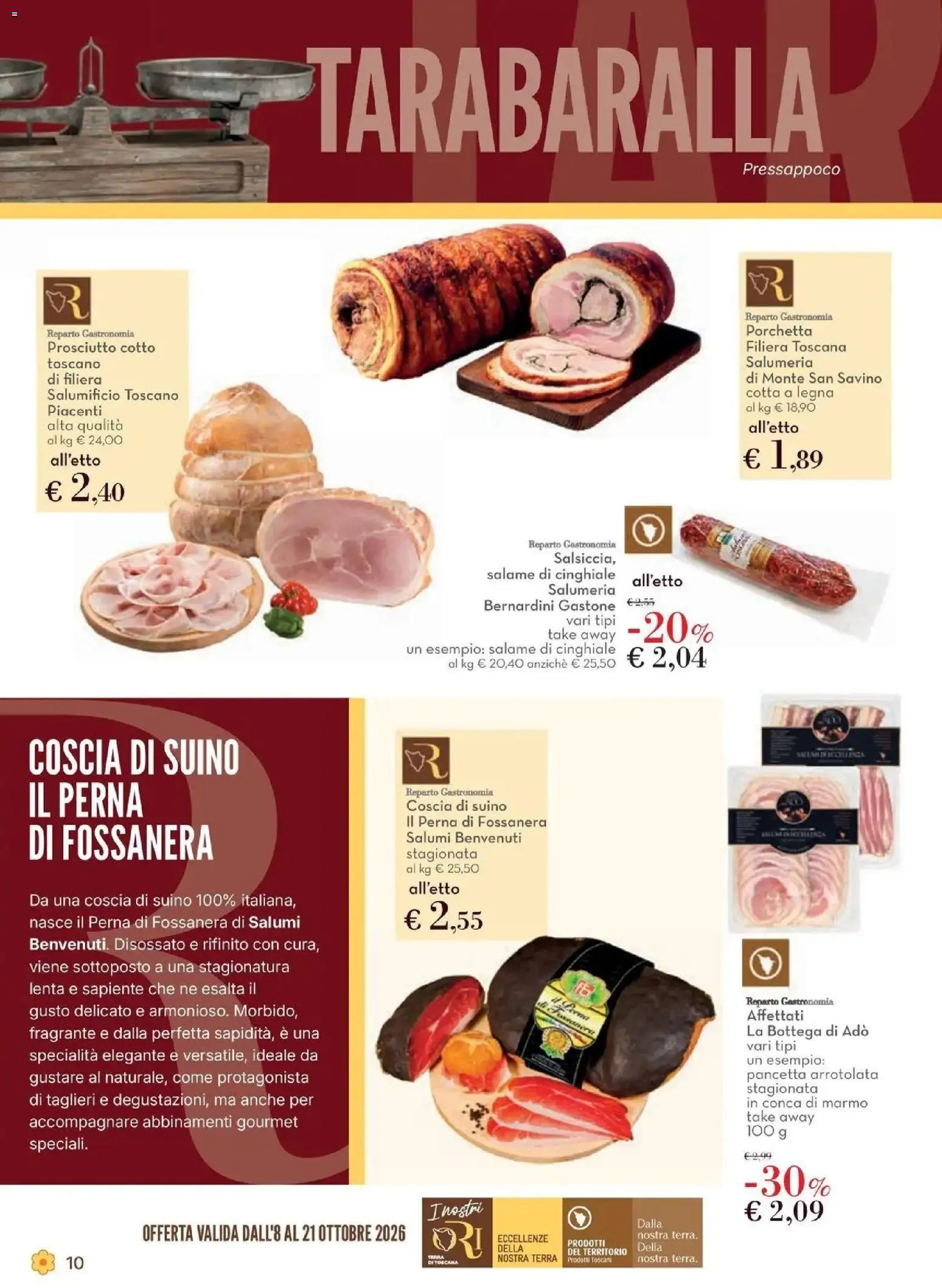 Anteprima volantino Conad dal 08/10/2026 prossima settimana | Pagina: 10 | Prodotti: Porchetta, Salame, Pancetta, Suino