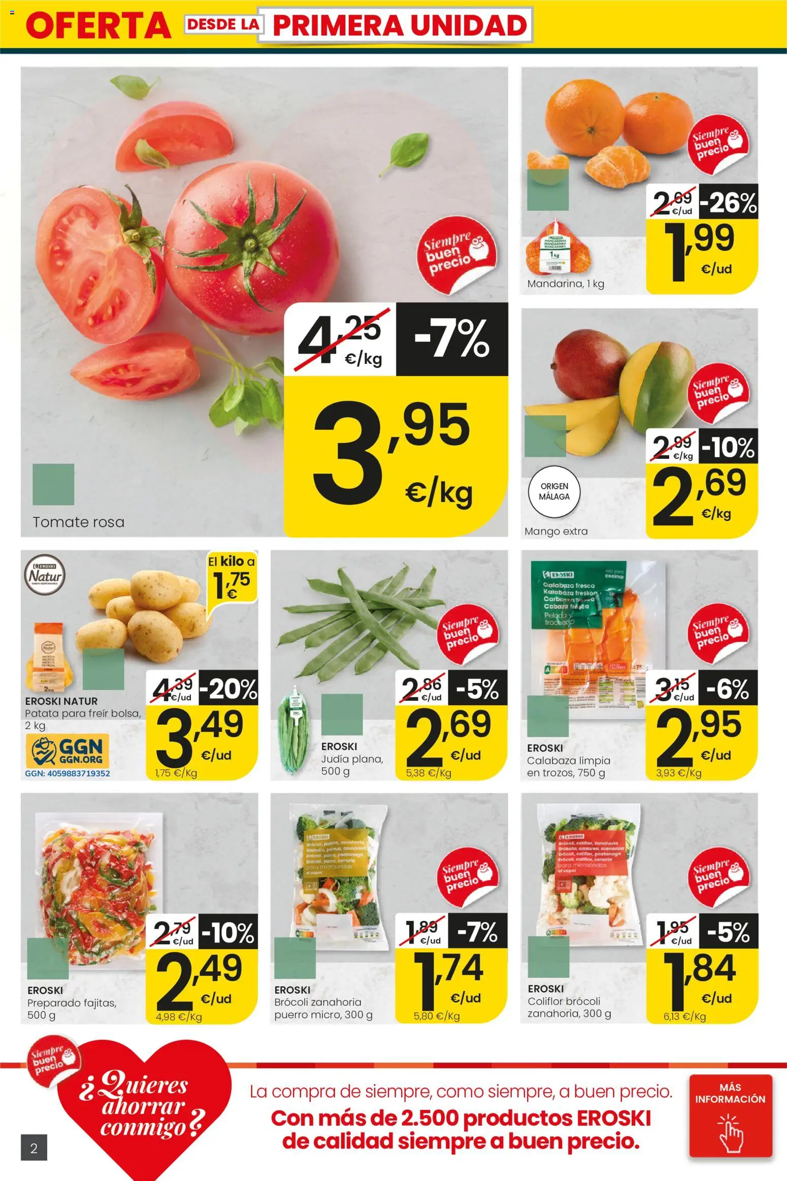 Eroski folleto │ válido desde el 01/10/2026 | Página: 2 | Productos: Calabaza, Tomate, Mango, Puerro
