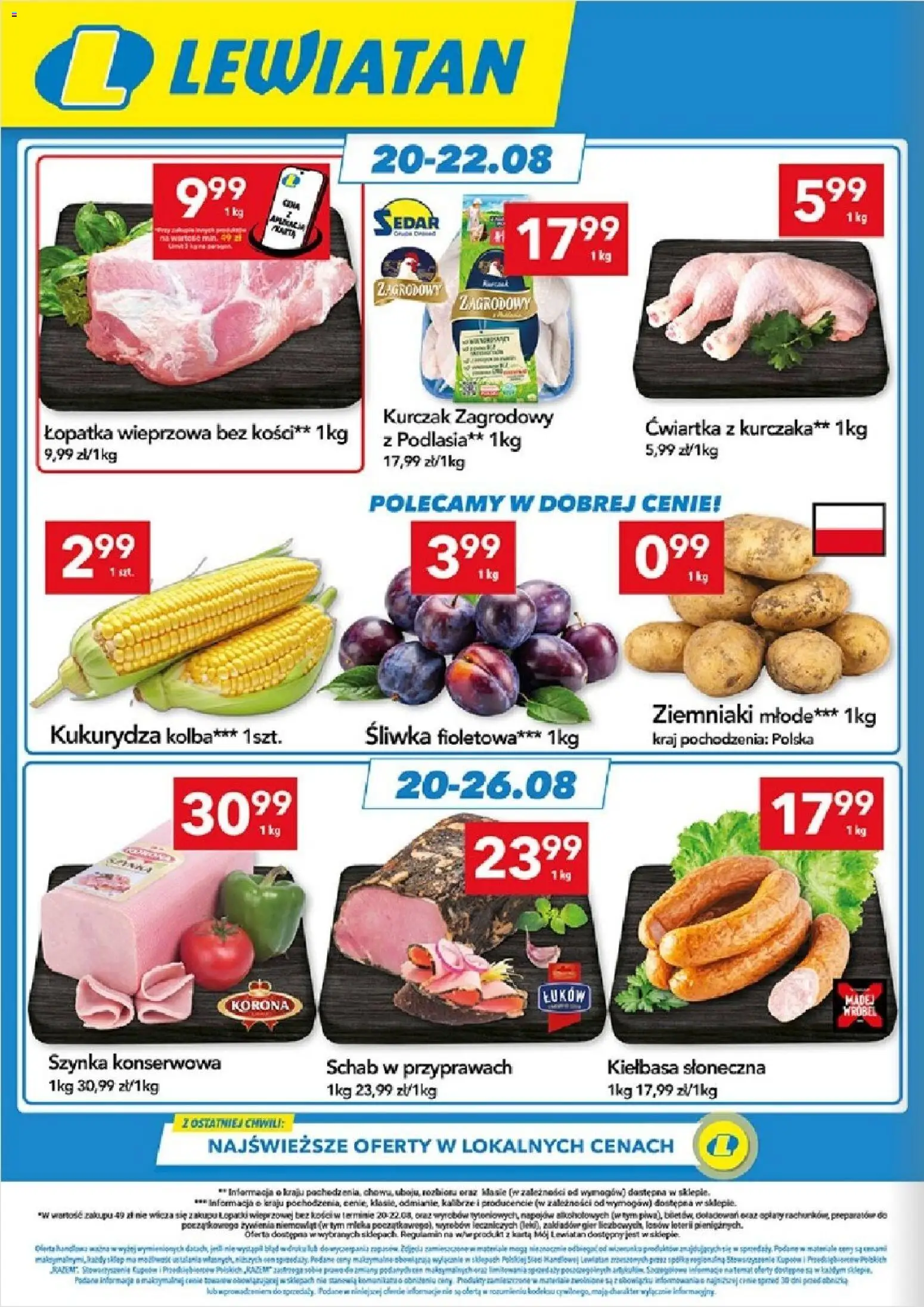 Lewiatan gazetka - Lublin od 20.08.2026 | Strona: 2 | Produkty: Schab, Kurczak zagrodowy, Łopatka wieprzowa, Ćwiartka z kurczaka