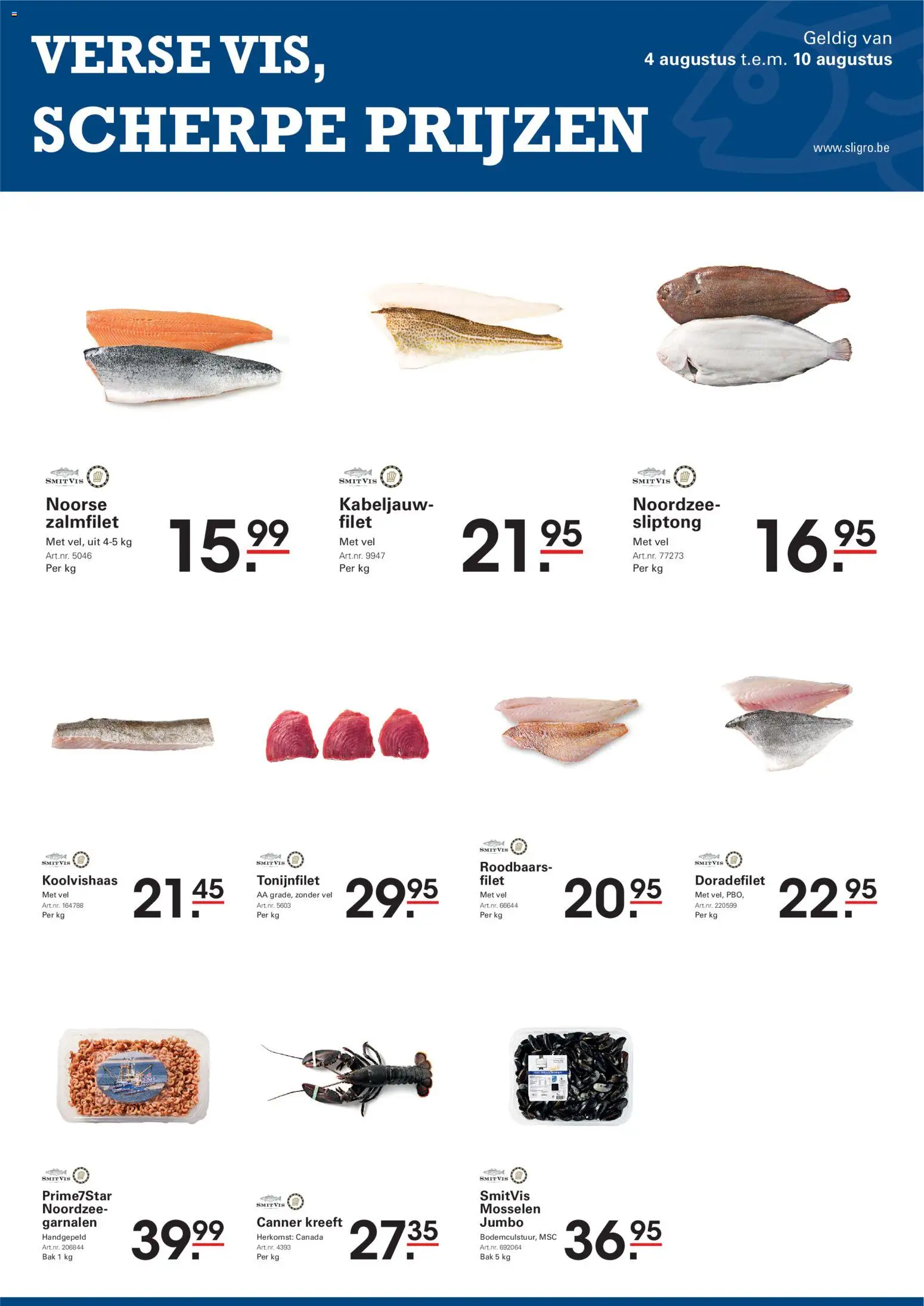 {H1} | Pagina: 1 | Producten: Mosselen, Vis, Kekszek