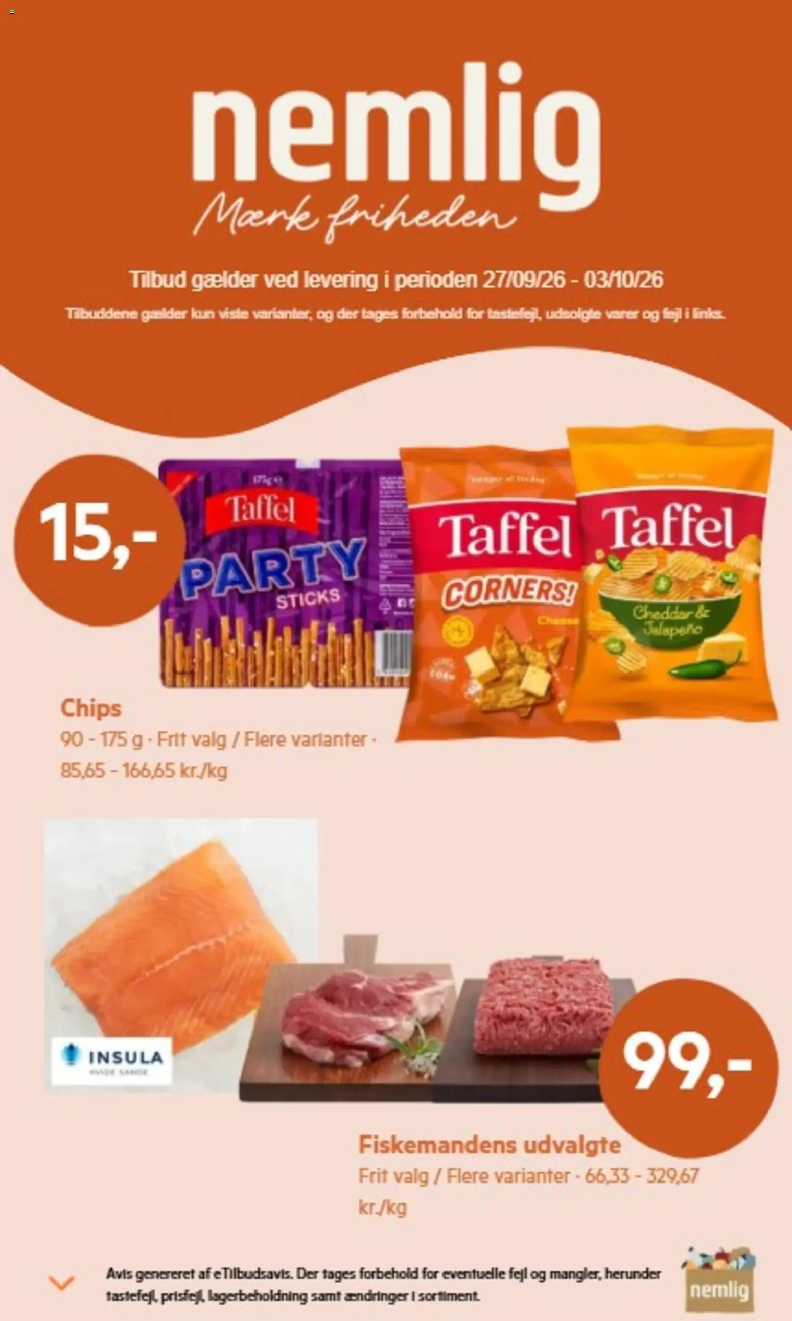 Nemlig tilbudsavis – gyldig fra 30/09/2026 | Side: 1 | Produkter: Cheddar, Chips