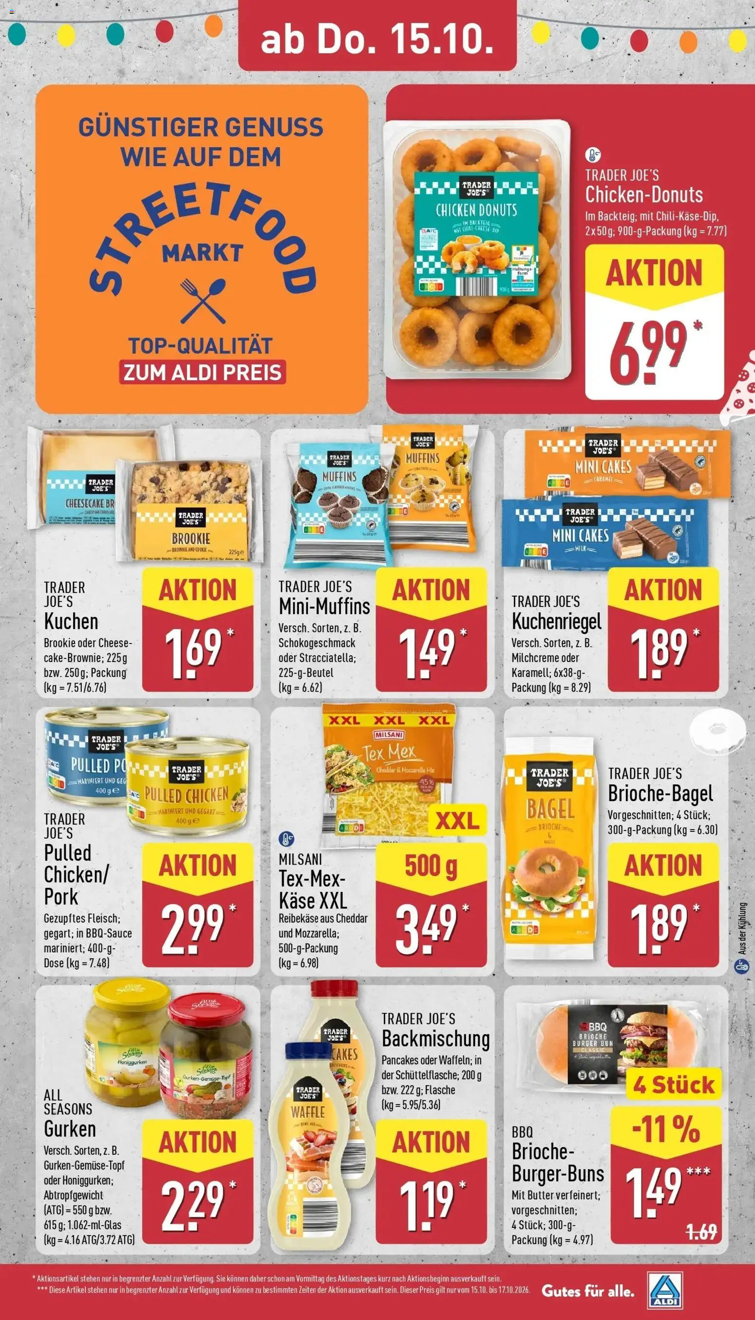 Aldi Aktueller Prospekt (ab 12.10.2026) » Angebote Online | Seite: 35 | Produkte: Burger, Donuts, Reibekase, Gurken