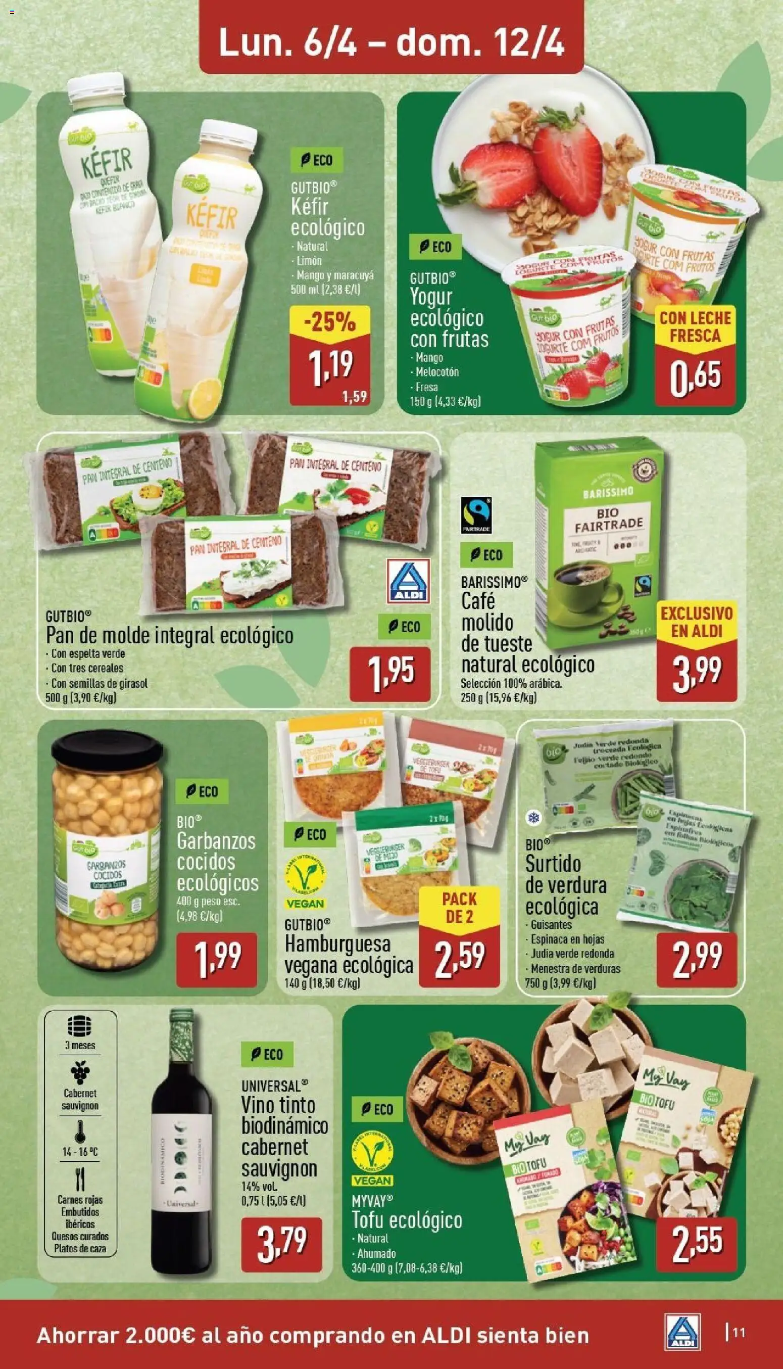 Aldi folleto Península │ válido desde el 06.04.2026 | Página: 11 | Productos: Leche, Yogur, Pan de molde, Σοκολατούχο γάλα
