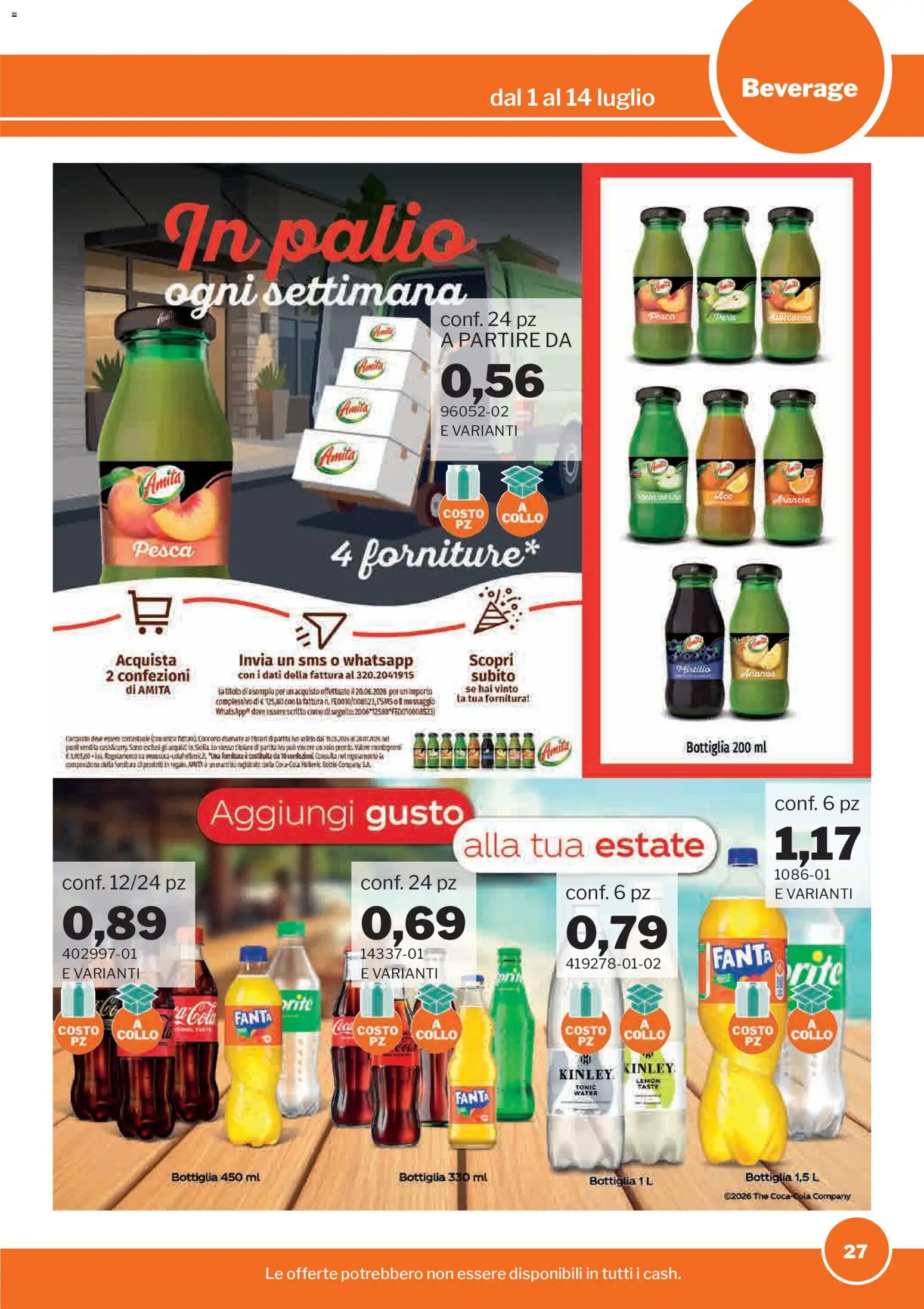 Volantino Sogegross del 01/07/2026 | Pagina: 27 | Prodotti: Pesca, The, Arancia, Bottiglia