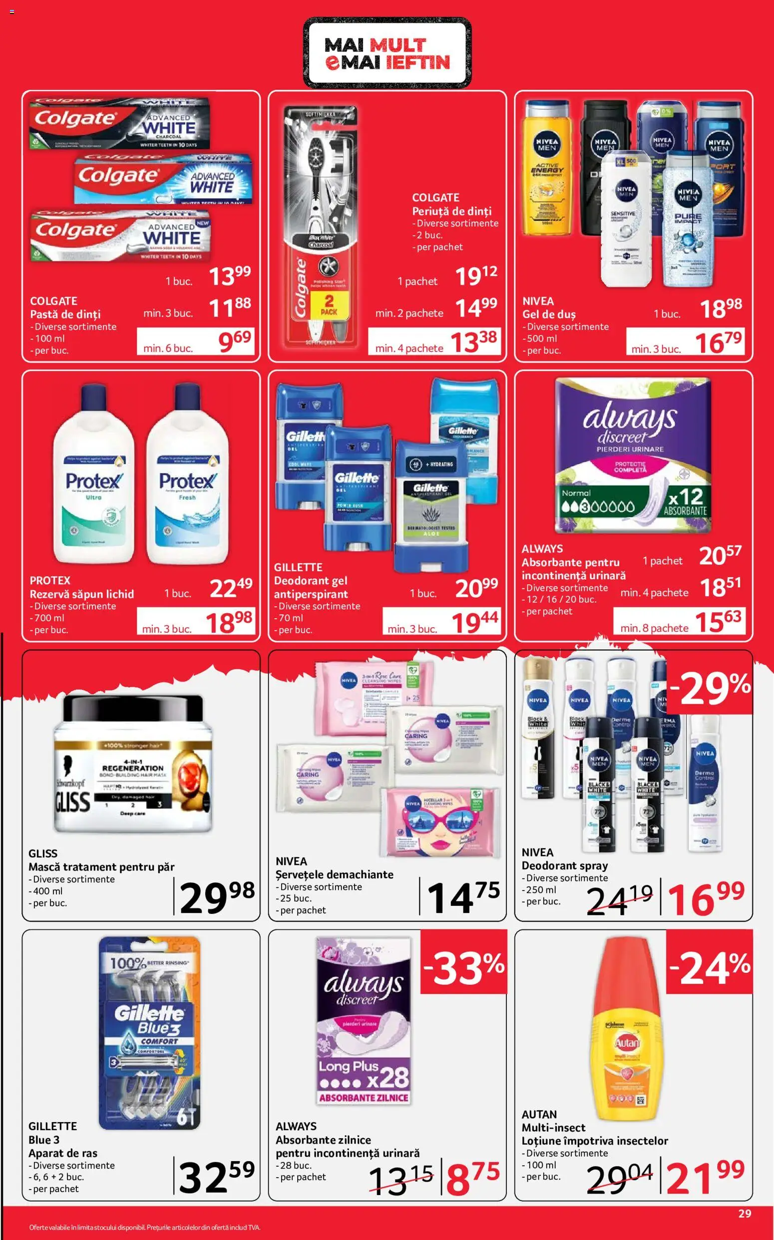 Noul catalog Selgros – valabil de la 24.07.2026 | Pagină: 29 | Produse: Gel de duș, Rezervă săpun, Șervețele demachiante, Plus