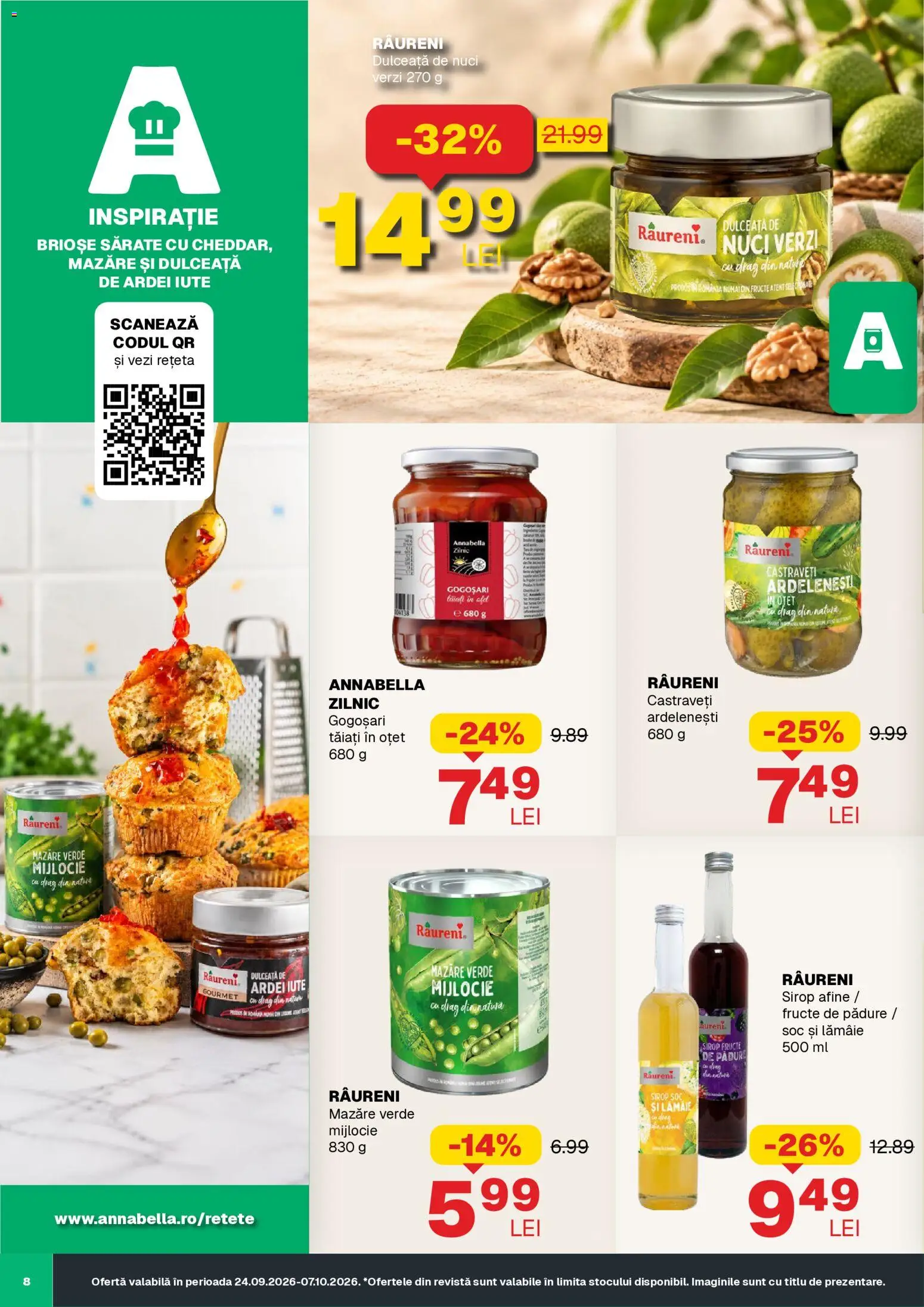 Noul catalog Annabella – valabil de la 24.09.2026 | Pagină: 8 | Produse: Mazăre, Briose, Sirop, Castraveți