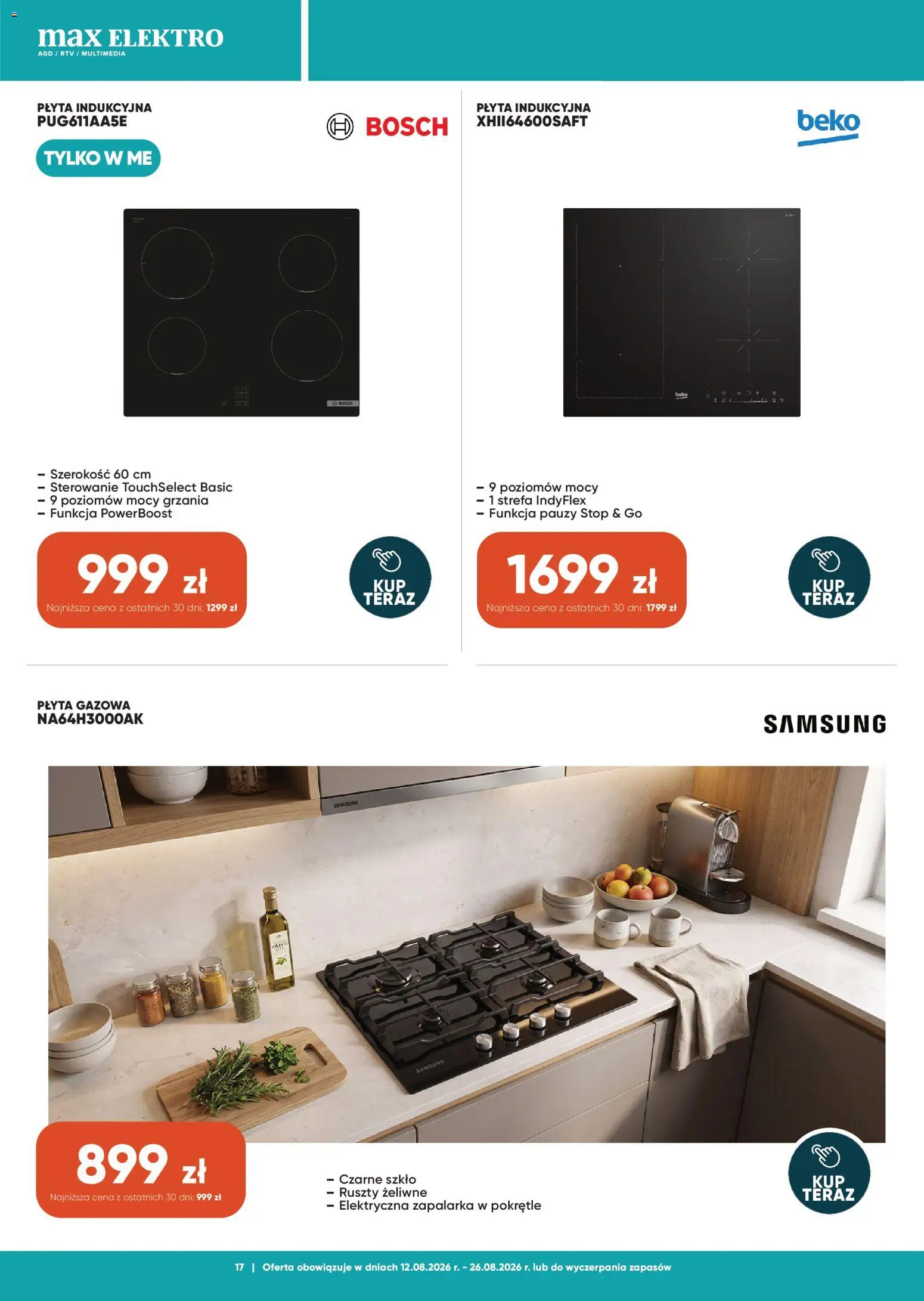 Max elektro gazetka od 12.08.2026 | Strona: 17 | Produkty: Płyta indukcyjna