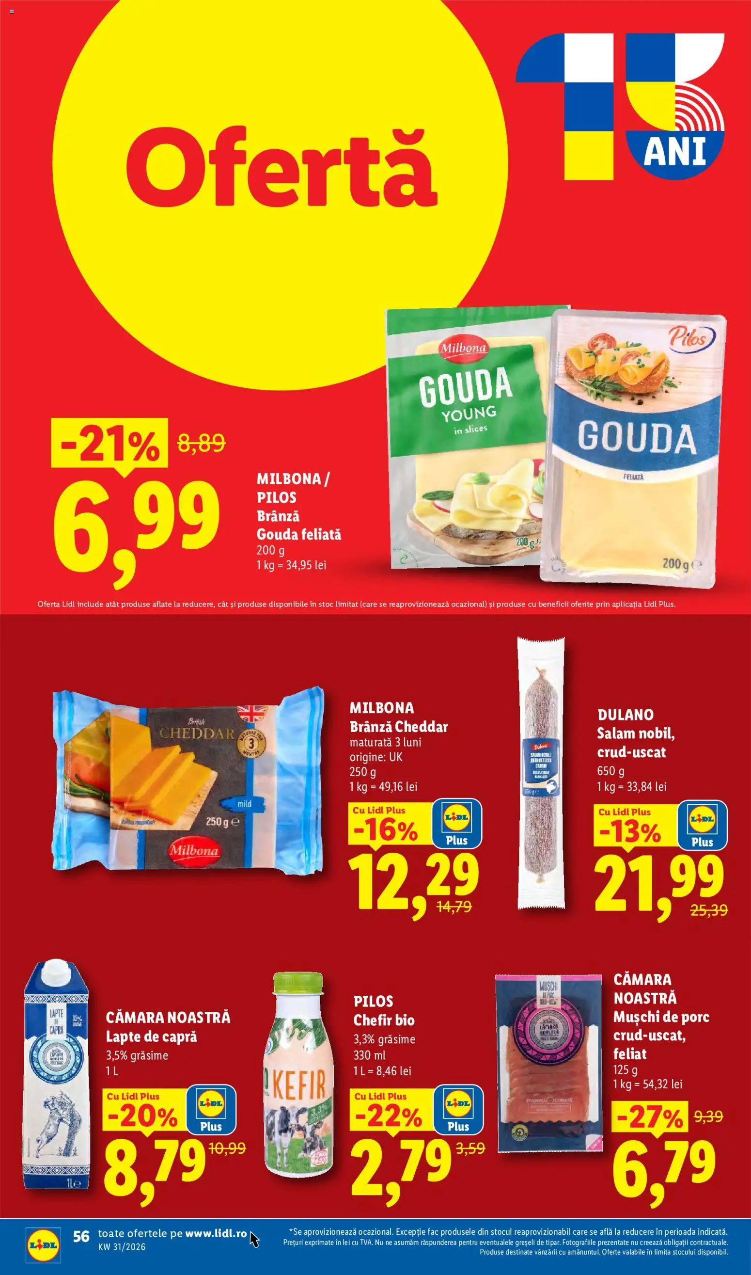 Noul catalog Lidl – valabil de la 27.07.2026 | Pagină: 56 | Produse: Bio, Lapte, Kefir, Gouda