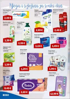 Boso Katalog - Pregled kataloga iz trgovine Boso, vrijedi od 04.06.2026 | Stranica: 12 | Proizvodi: Higijenski ulošci, Šampon, Dezodorans, Toaletni papir