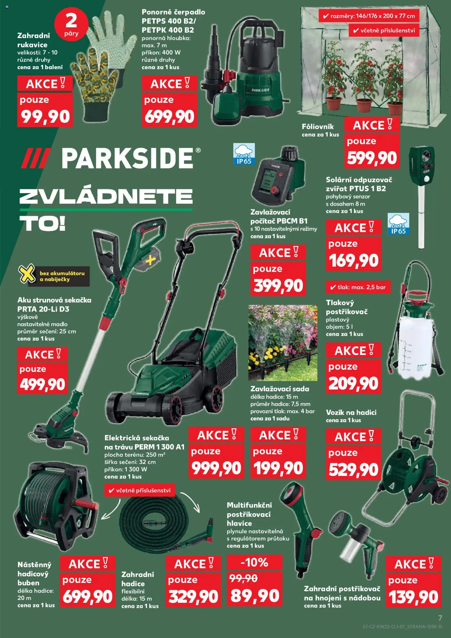 Kaufland leták - Plzeň Bory od 27.05.2026 | Strana: 7 | Produkty: Strunová sekačka, Zahradní hadice, Počítač, Zahradní rukavice