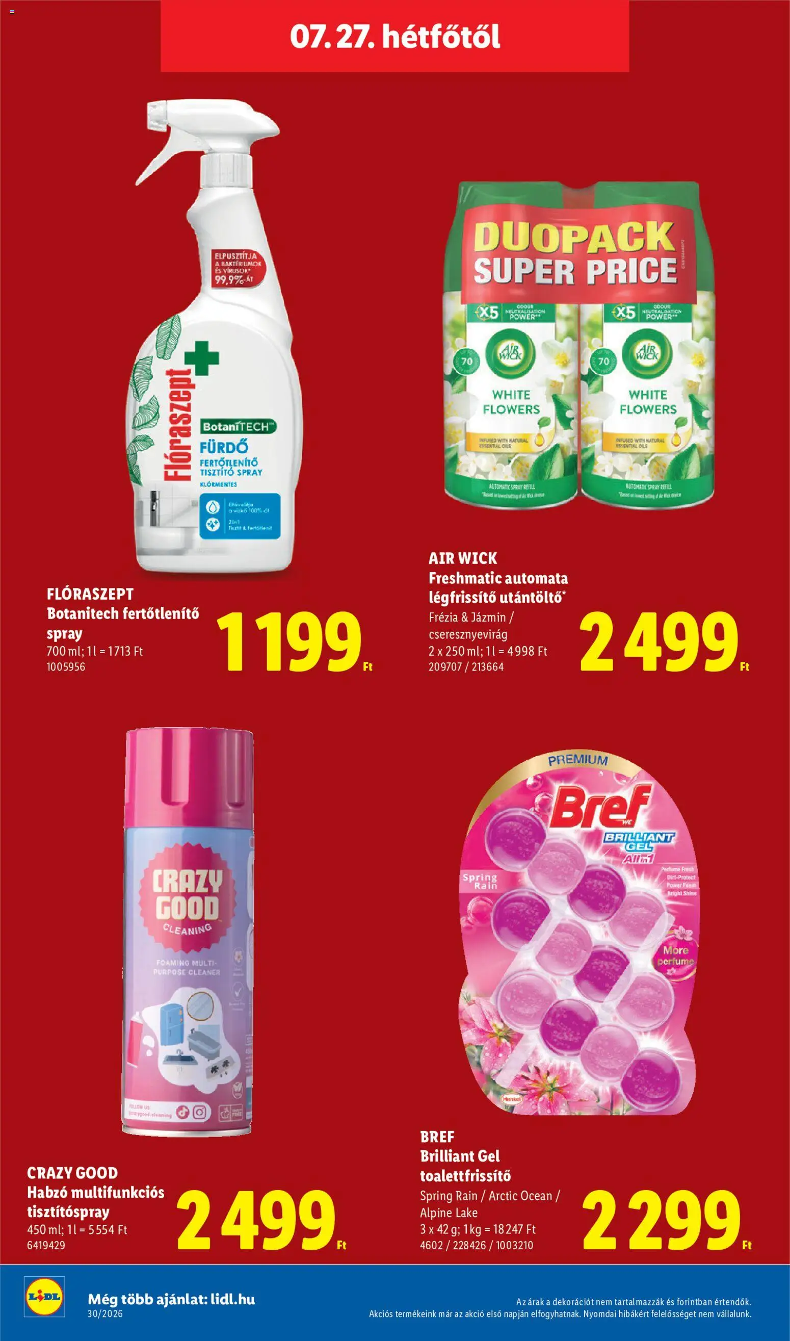 Lidl akciós ujság - amely érvényes a következő dátumtól: 2026.07.23. | Oldal: 70 | Termékek: Légfrissítő
