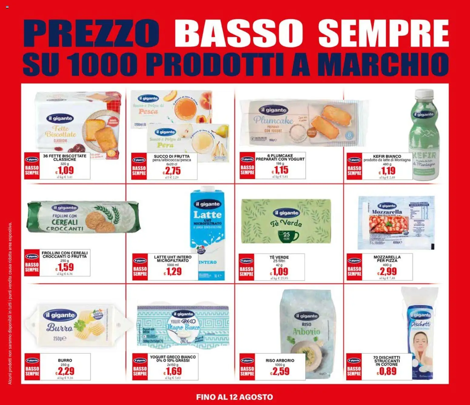 Volantino Il Gigante del 30/07/2026 | Pagina: 34 | Prodotti: Succo, Riso, Dischetti struccanti, Mozzarella