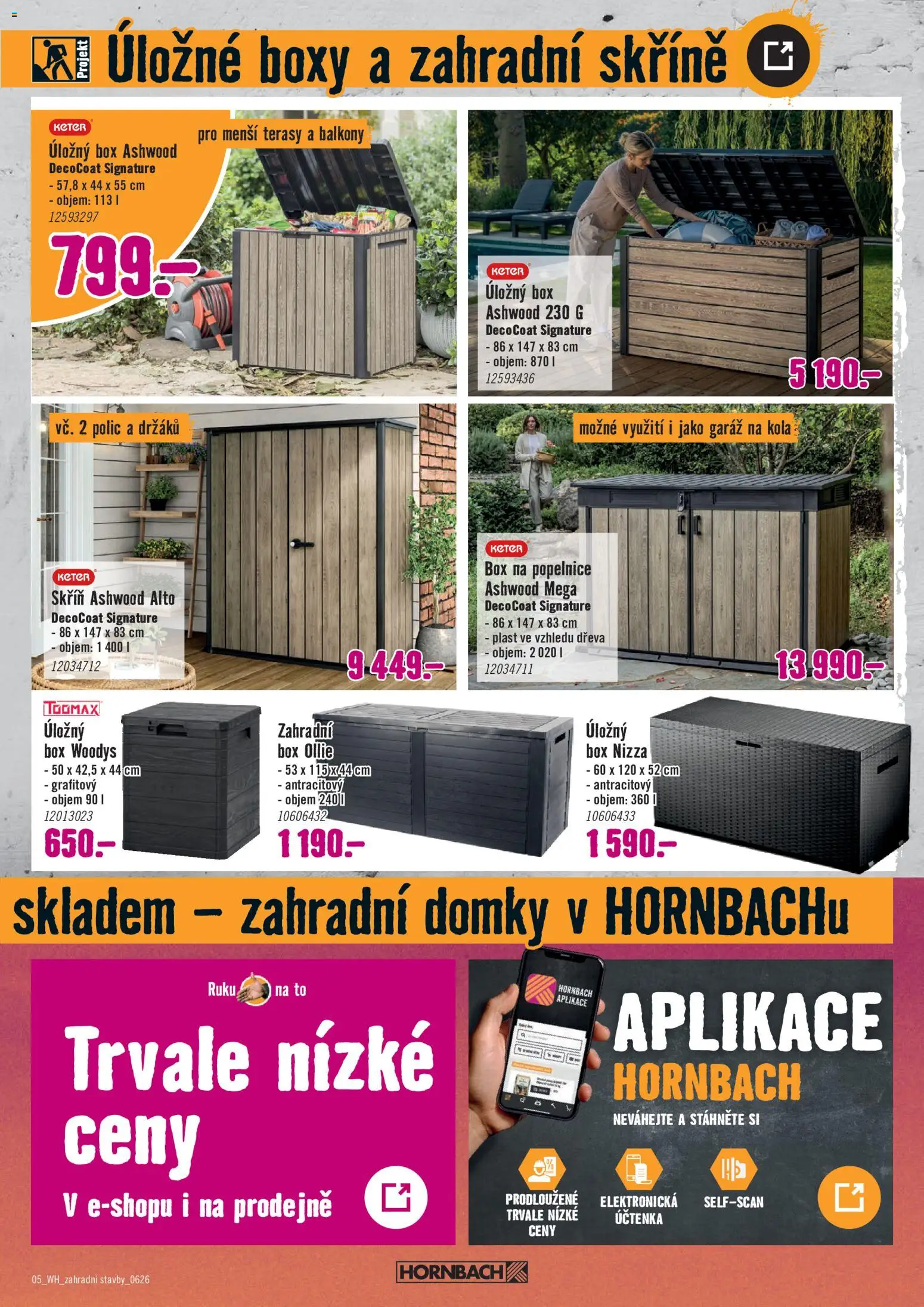 HORNBACH leták - Zahradní stavebniny od 27.05.2026 | Strana: 5 | Produkty: Zahradní úložný box, Úložný box, Úložné boxy, Skříň