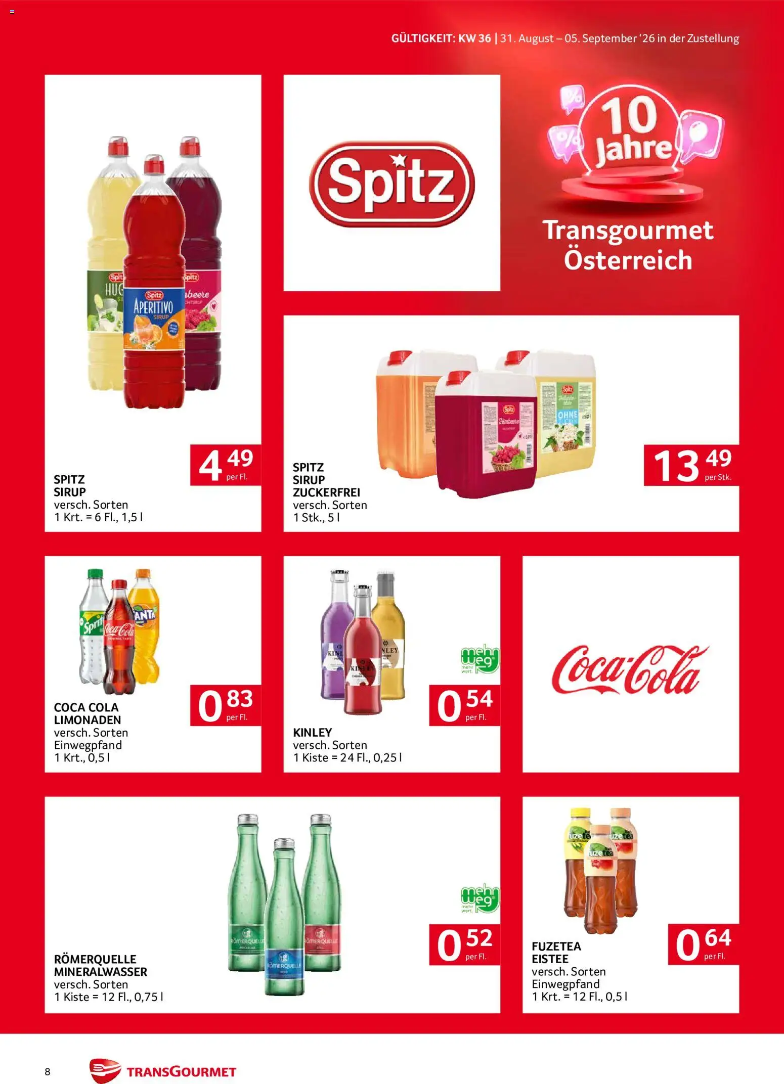 Transgourmet Zustellaktion gültig ab 31.08.2026 | Seite: 8 | Produkte: Mineralwasser