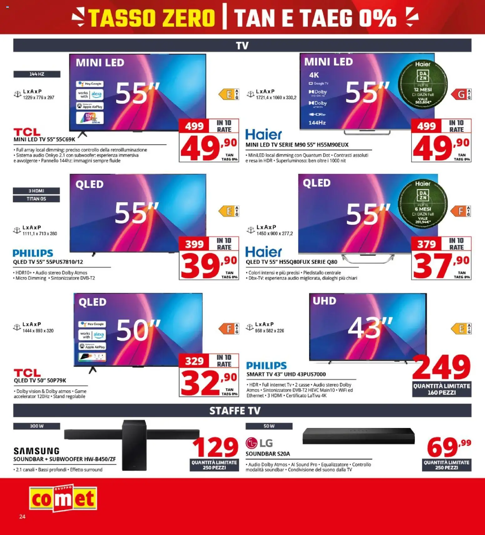 Volantino Comet del 16/07/2026 | Pagina: 24 | Prodotti: smart TV, Soundbar, Audio, Samsung