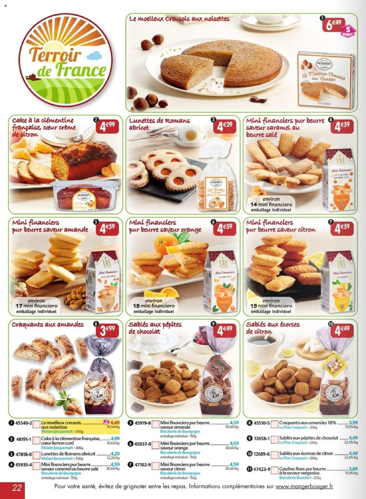 {H1} | Page: 22 | Produits: Abricot, Clémentine, Beurre, Crème