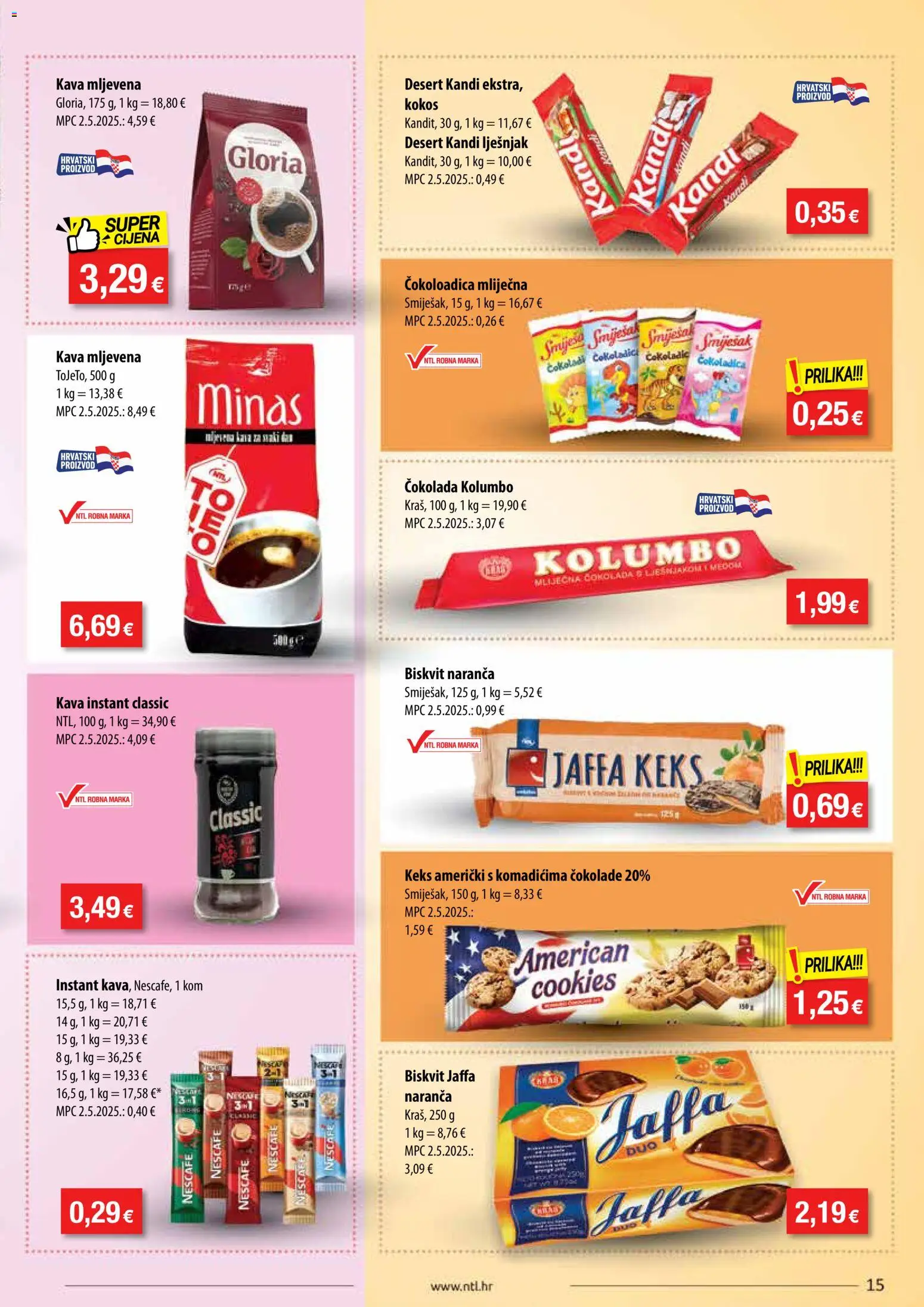 NTL katalog | vrijedi od 05.08.2026 | Stranica: 15 | Proizvodi: Kava instant, Kava, Čokolada, Keks
