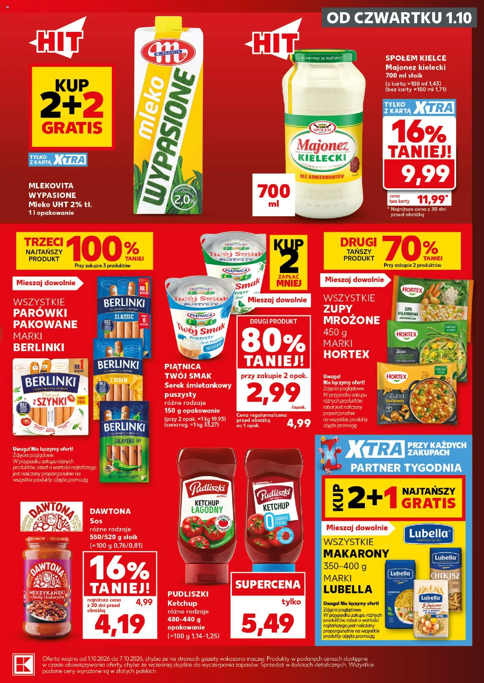 Kaufland Polsko leták - Mocny start od 05.10.2026 | Strana: 9 | Produkty: Mléko, Karty, Makarony
