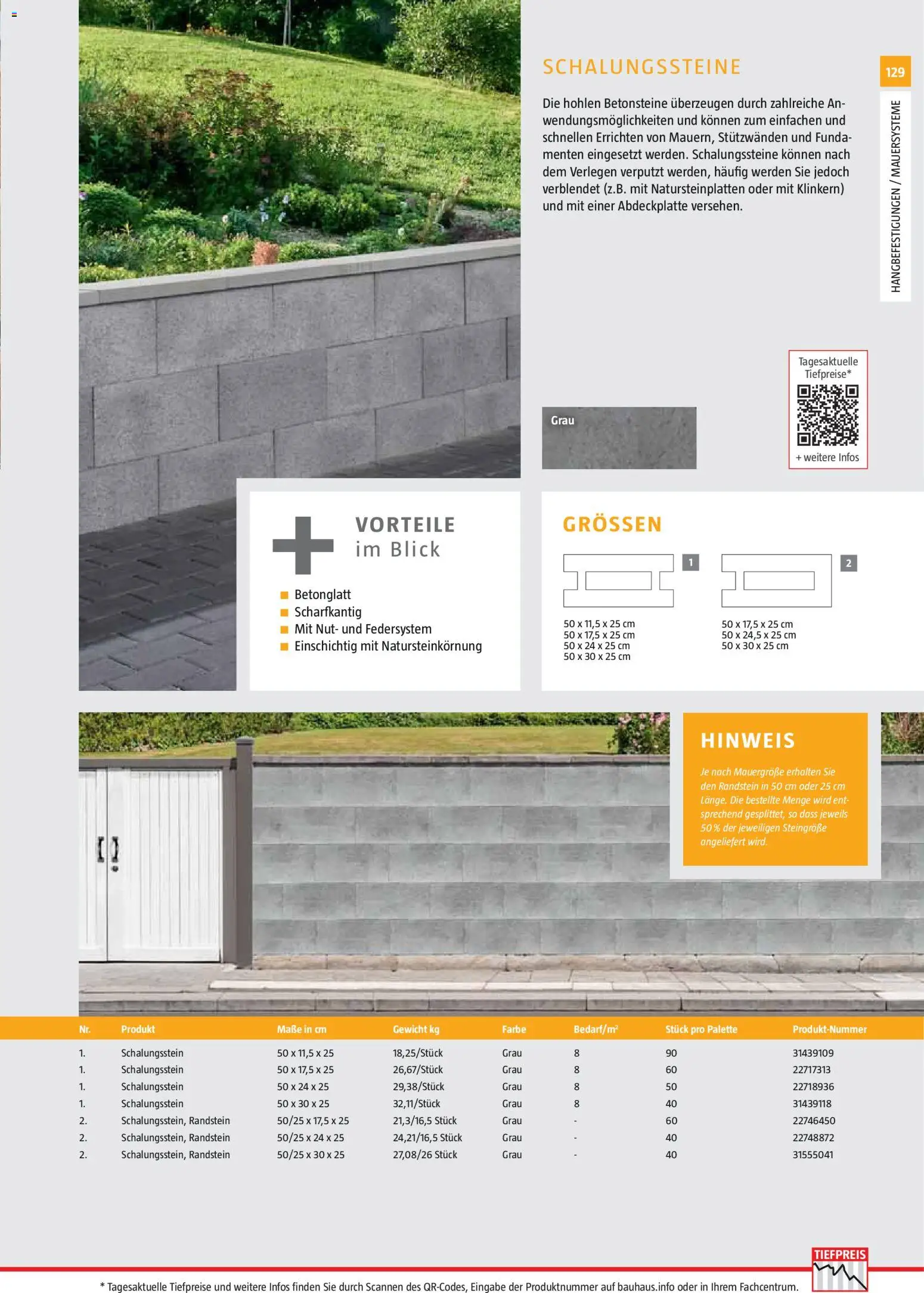 Bauhaus Gartenbaumaterialien gültig ab 01.04.2026 | Seite: 129 | Produkte: Gewicht