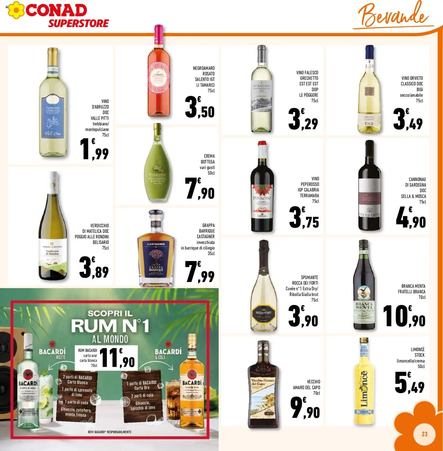 Volantino Conad del 12/08/2026 | Pagina: 23 | Prodotti: Crema, Rum, Spumante, Menta