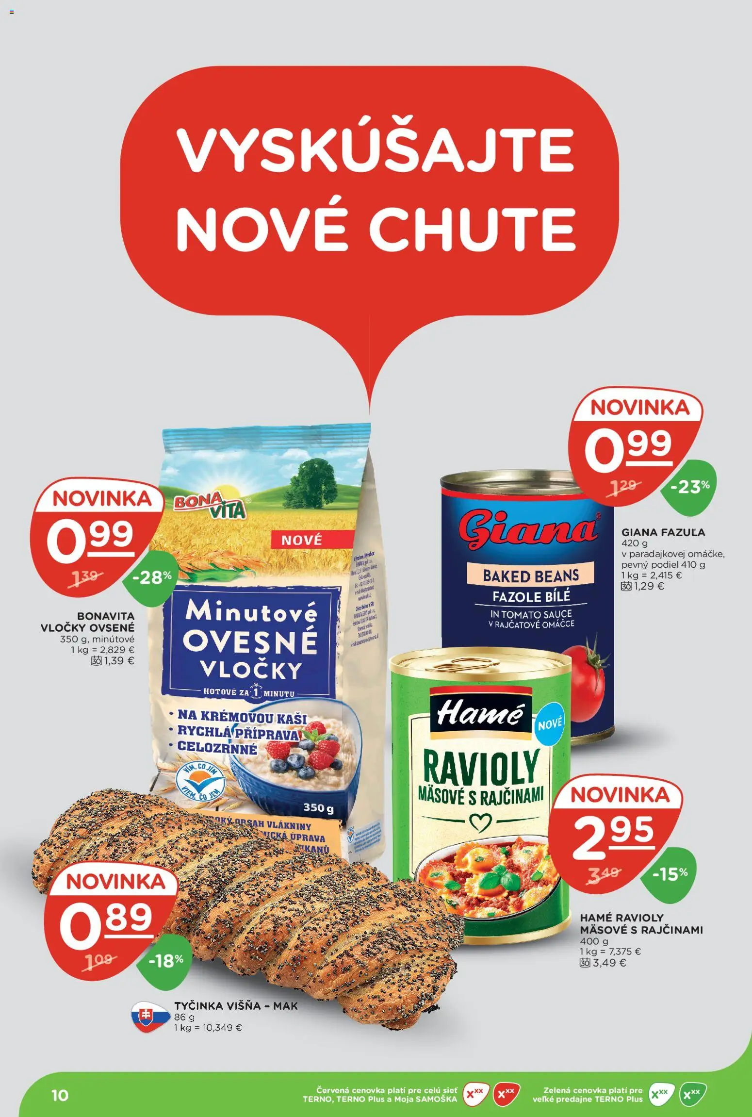 Nové Terno akcie – leták je platný od 16.07.2026 | Strana: 10 | Produkty: Fazuľa, Vločky, Mak
