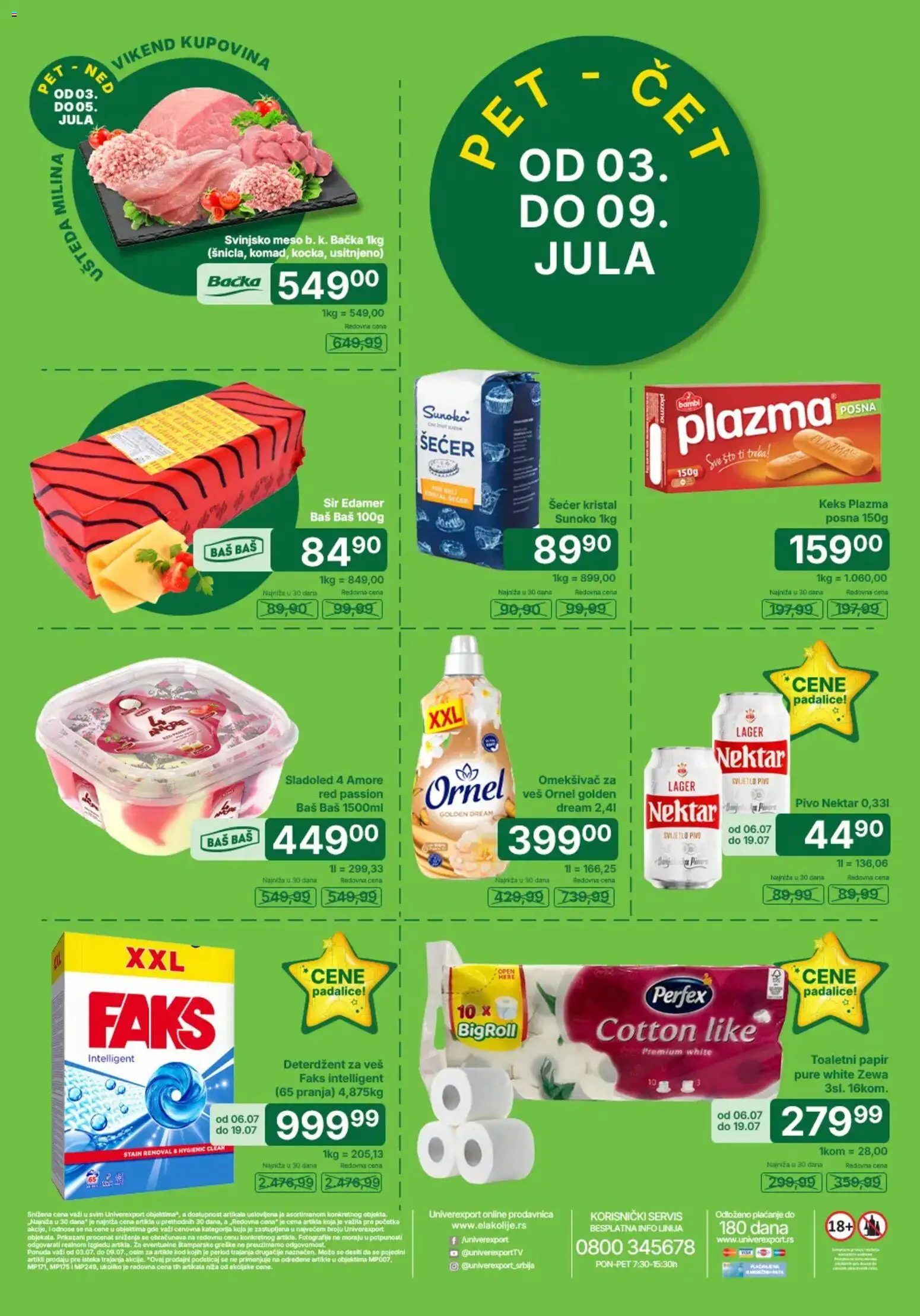 Univerexport katalog - važi od 03.07.2026 | Strana: 1 | Proizvode: Keks, Sladoled, Sto, Šećer