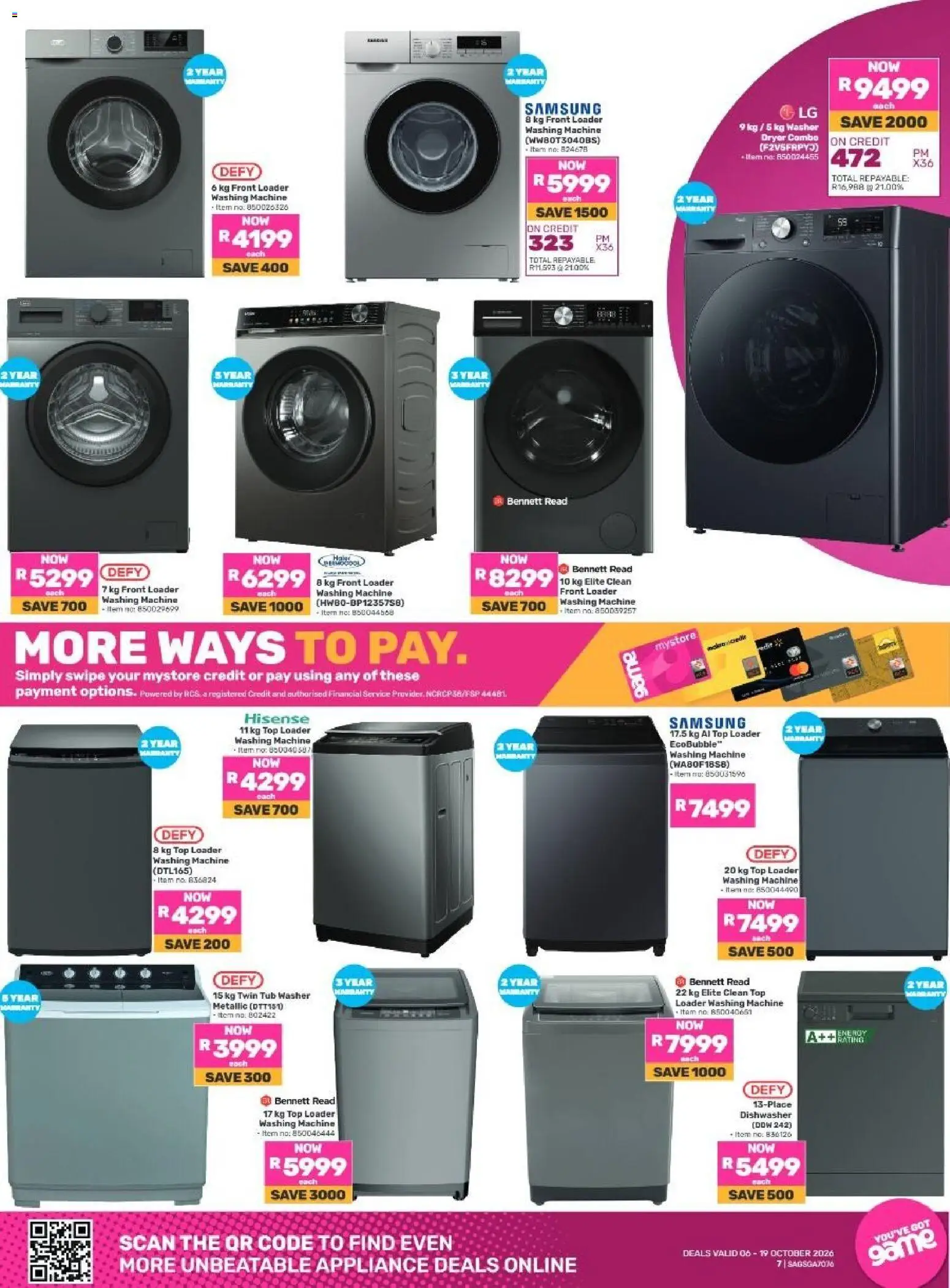 New Game catalogue – valid from 06/10/2026 | Page: 7 | Products: Washing machine, Dryer, Dishwasher