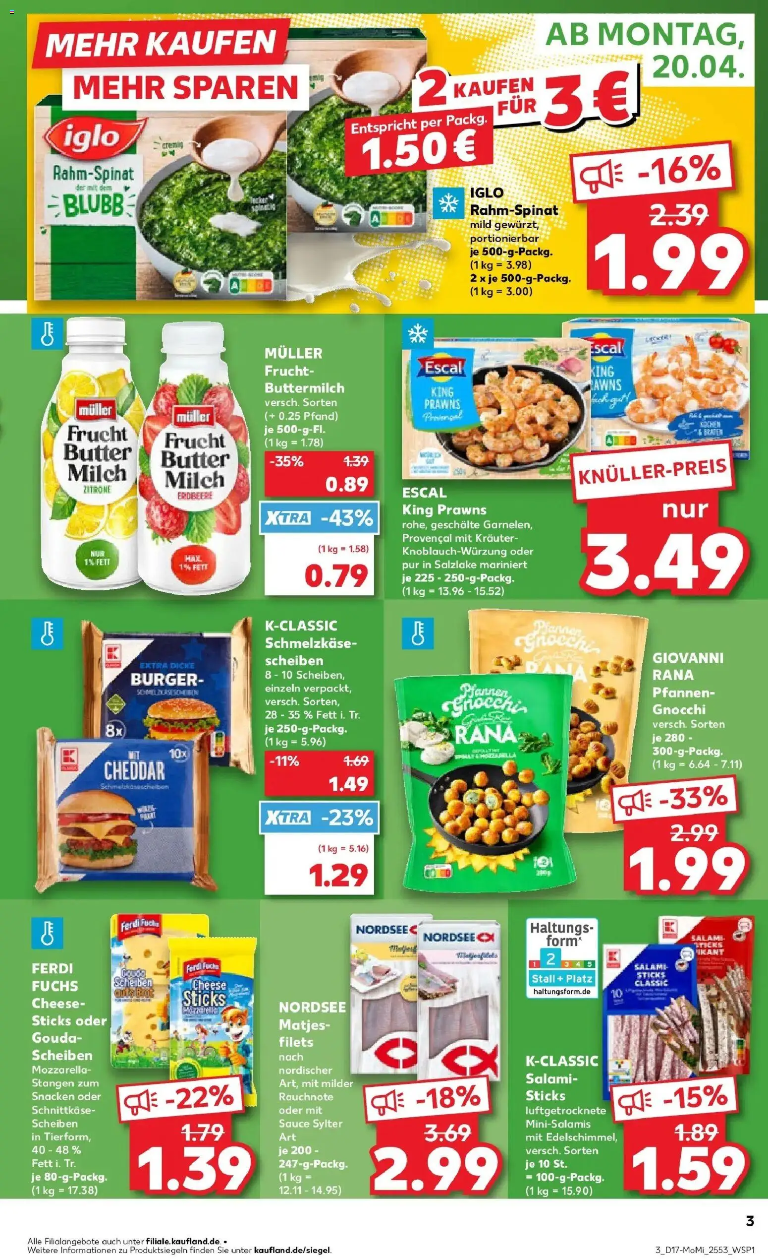 Kaufland Prospekt Ettlingen	 – gültig ab 20.04.2026 | Seite: 3 | Produkte: Buttermilch, Milch, Butter, Iglo
