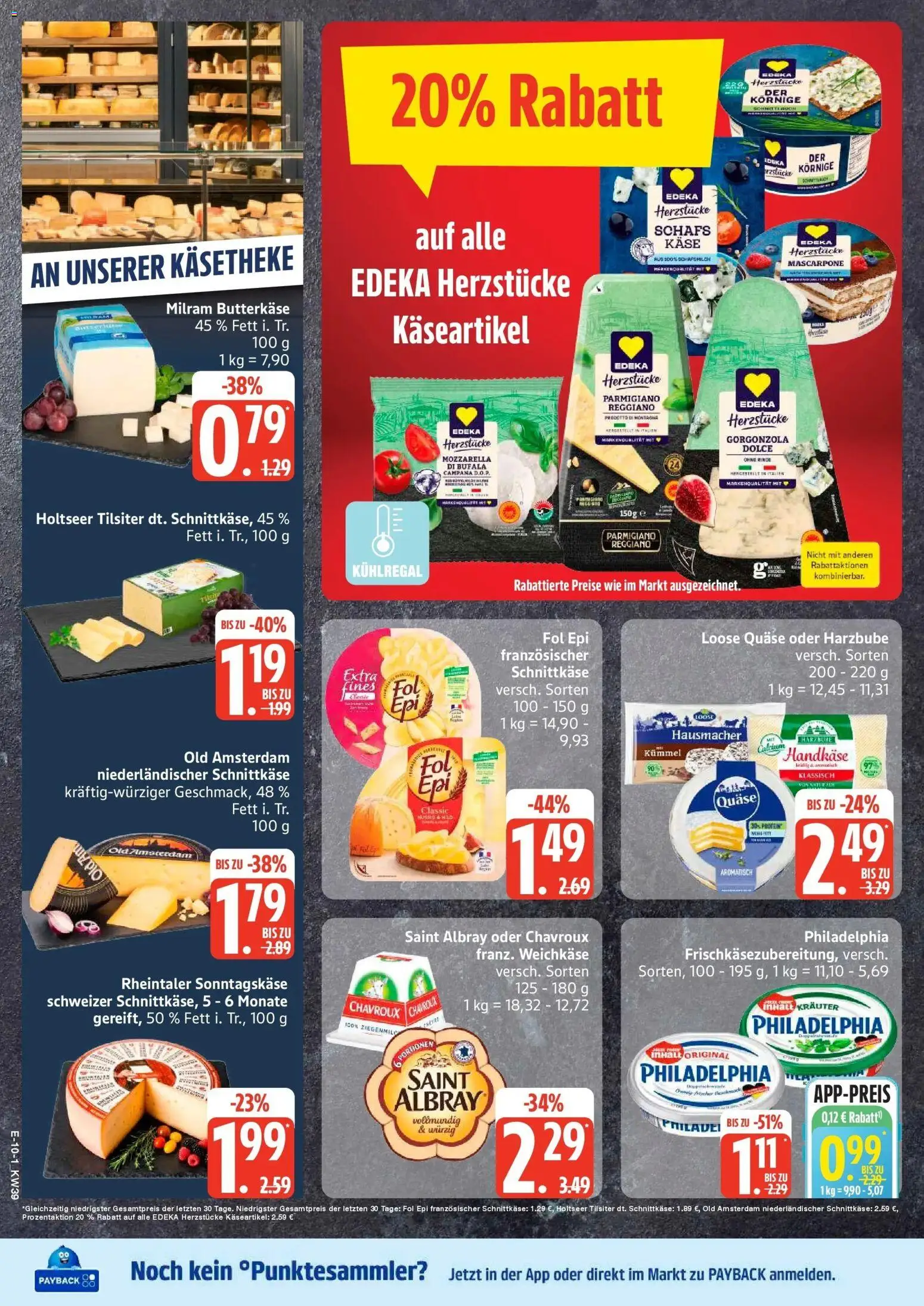 Edeka Prospekt Husum (ab 21.09.2026) » Angebote Online | Seite: 12 | Produkte: Käse, Mascarpone, Philadelphia, Milram