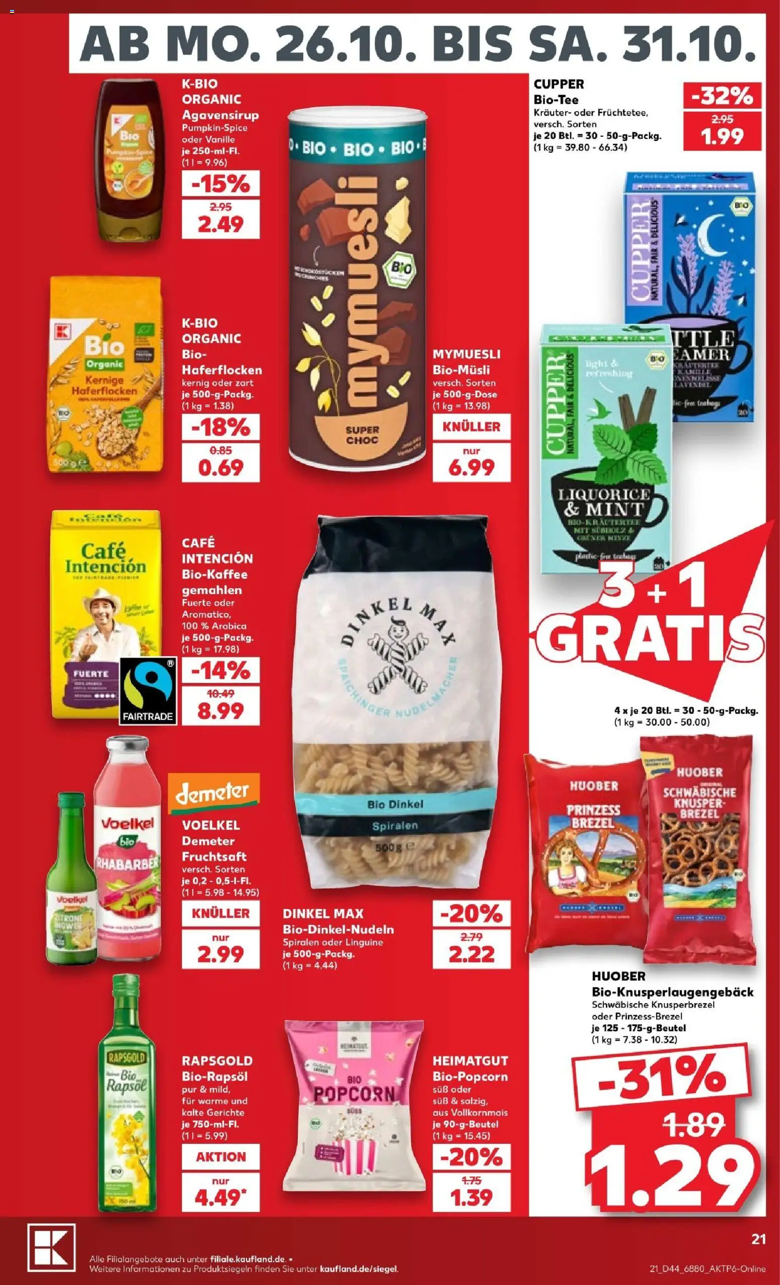Kaufland Prospekt Völklingen – gültig ab 26.10.2026 | Seite: 21 | Produkte: Rapsöl, Gerichte, Fruchtsaft, Popcorn