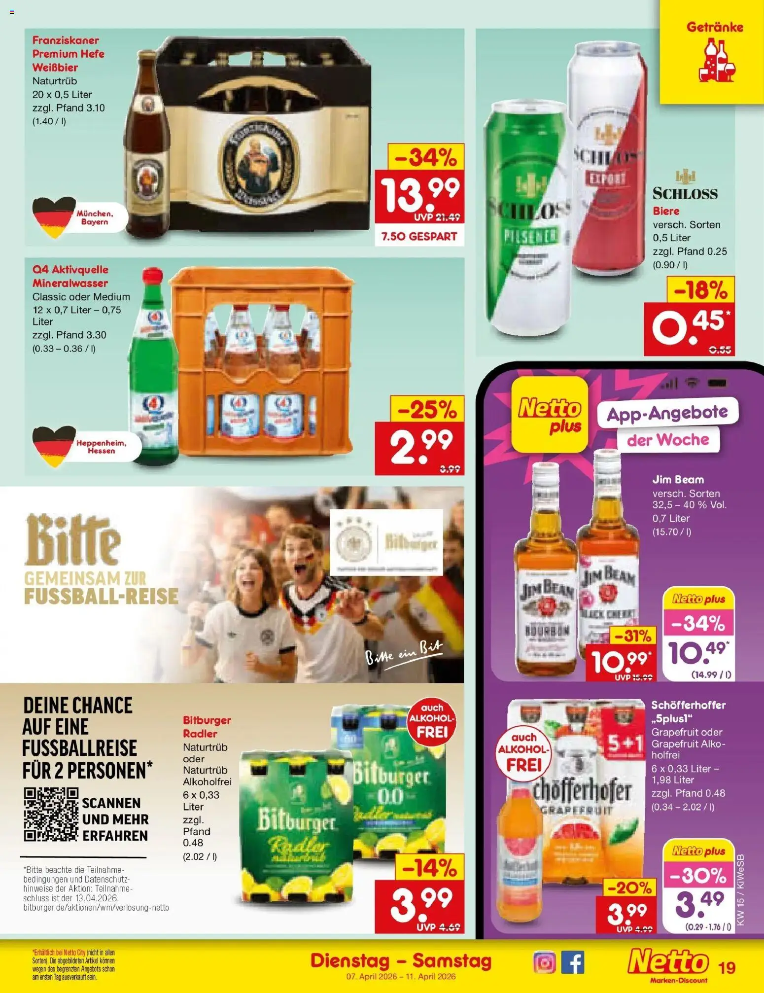 Netto Marken-Discount Prospekt Bad Friedrichshall	 – gültig ab 07.04.2026 | Seite: 21 | Produkte: Franziskaner, Weißbier, Hefe weissbier, Bourbon