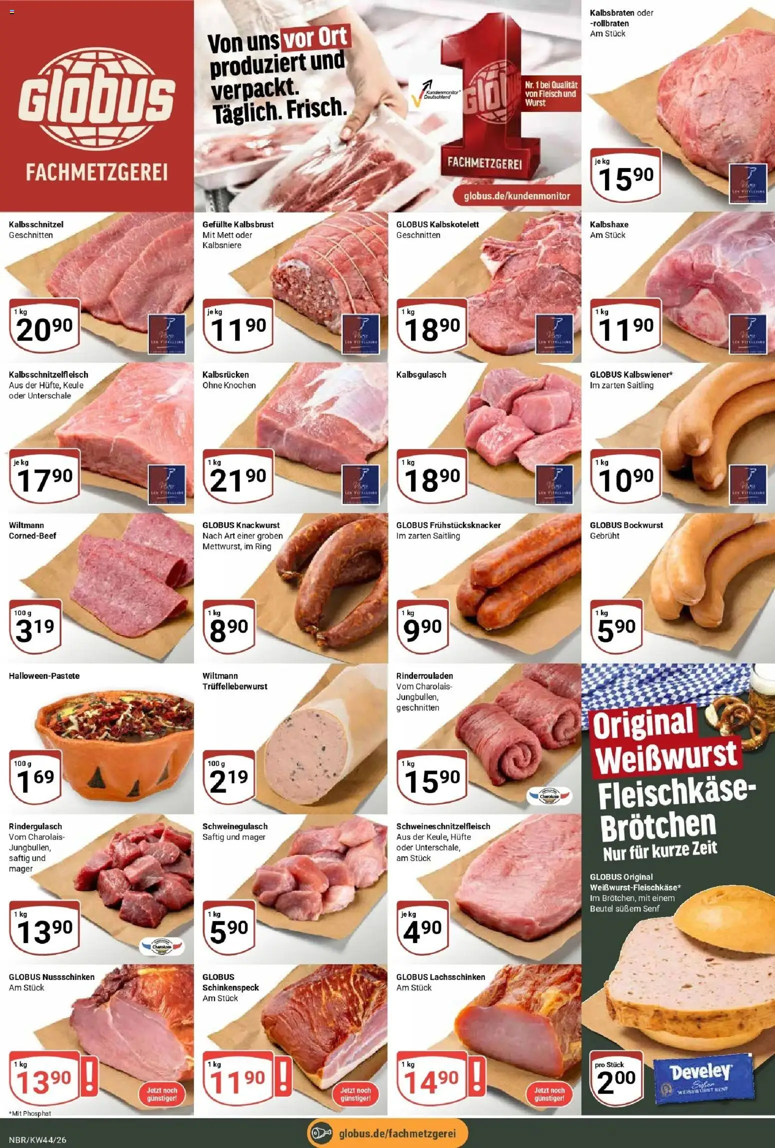 Globus Prospekt Neubrandenburg – gültig ab 26.10.2026 | Seite: 8 | Produkte: Rinderrouladen, Schweinegulasch, Bockwurst, Wurst