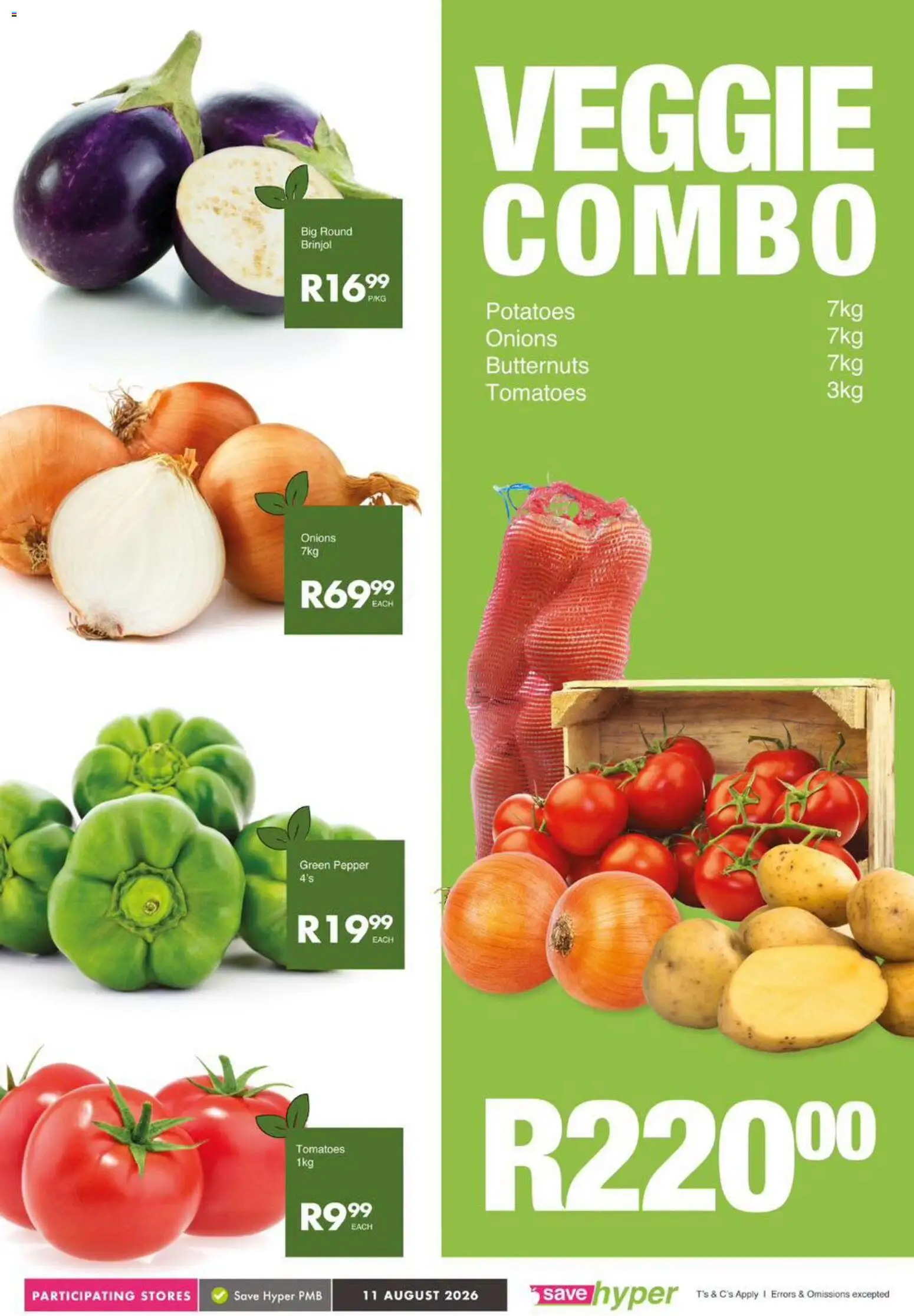 New Save catalogue – valid from 11/08/2026 | Page: 3 | Products: Tomatoes, Potatoes, Onions, Pepper