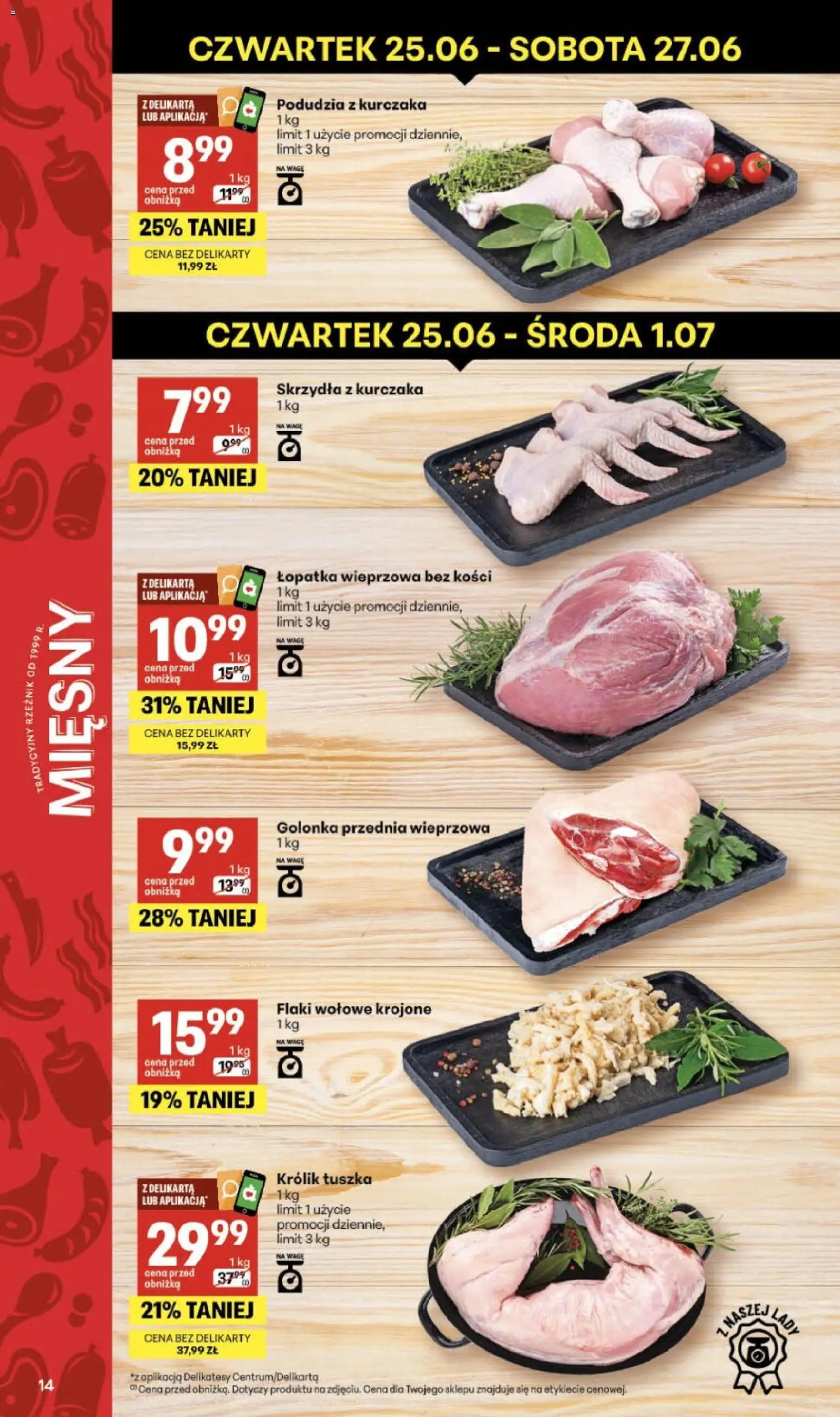 Delikatesy Centrum gazetka - Sklepy Własne od 25.06.2026 | Strona: 14 | Produkty: Delikatesy, Flaki, Łopatka wieprzowa, Flaki wołowe