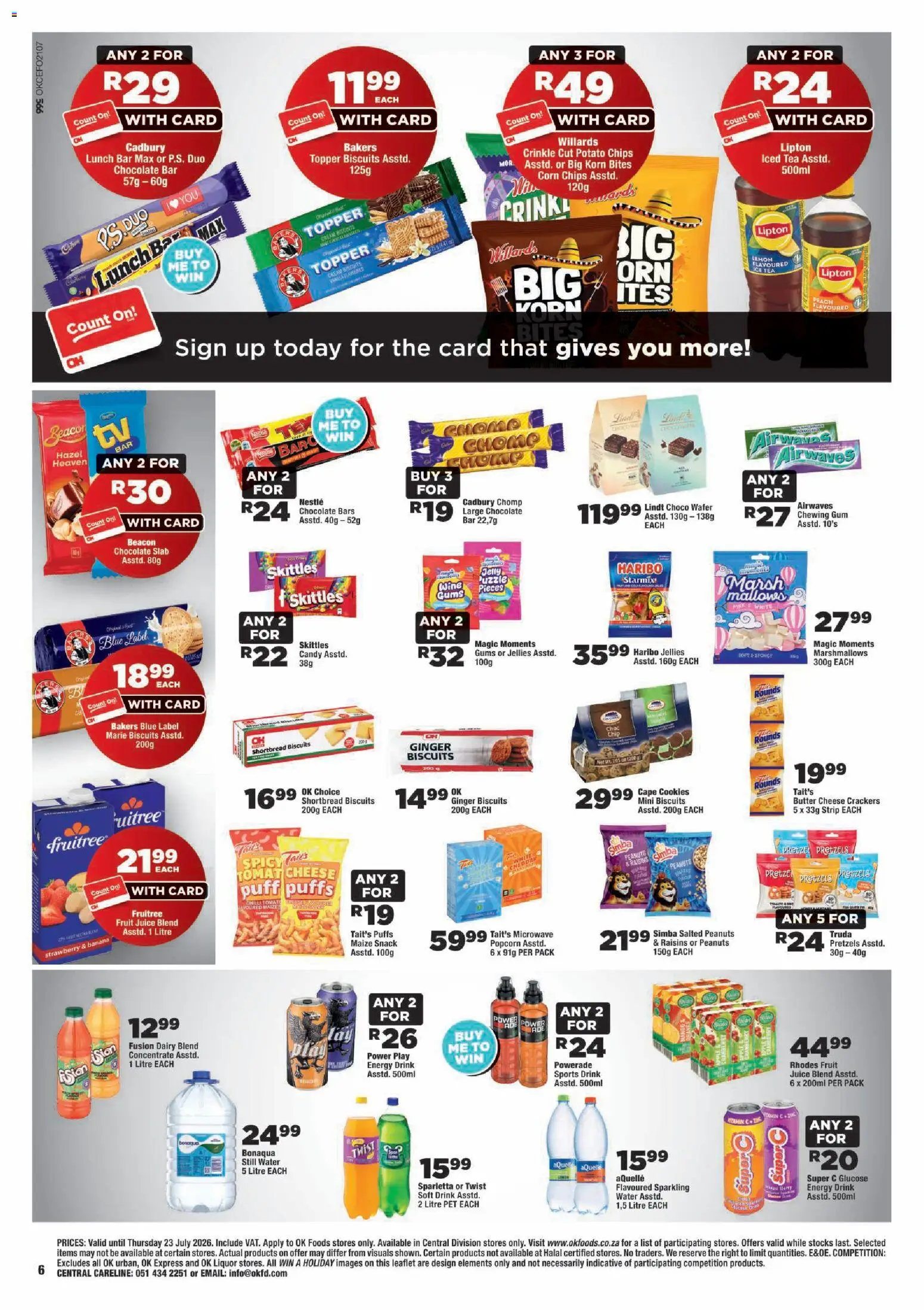 New OK Foods catalogue – valid from 15/07/2026 | Page: 6 | Products: Corn, Popcorn, Peanuts, Dairy blend