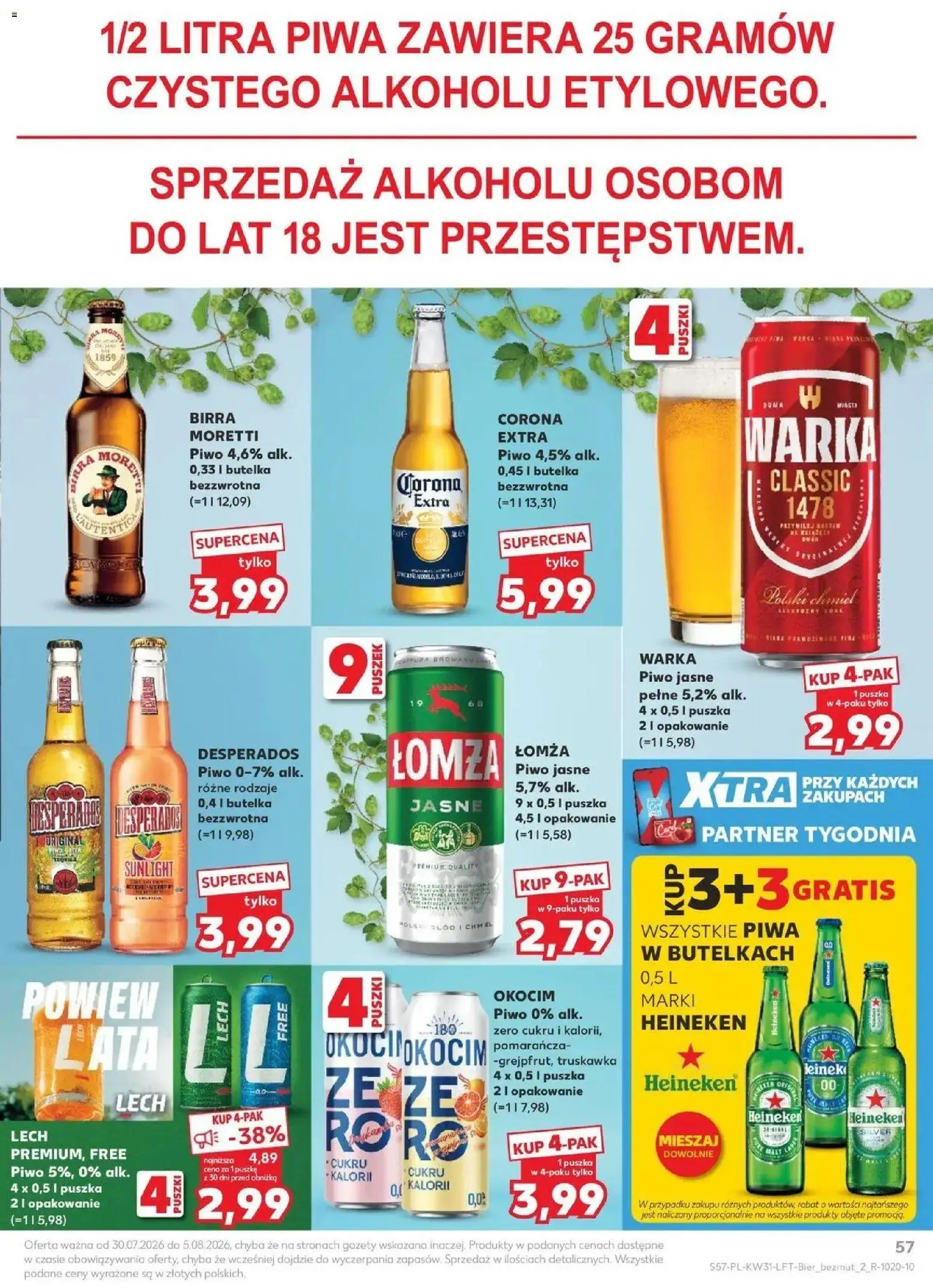 Kaufland gazetka od 30.07.2026 | Strona: 57 | Produkty: Lech, Corona Extra, Warka, Desperados