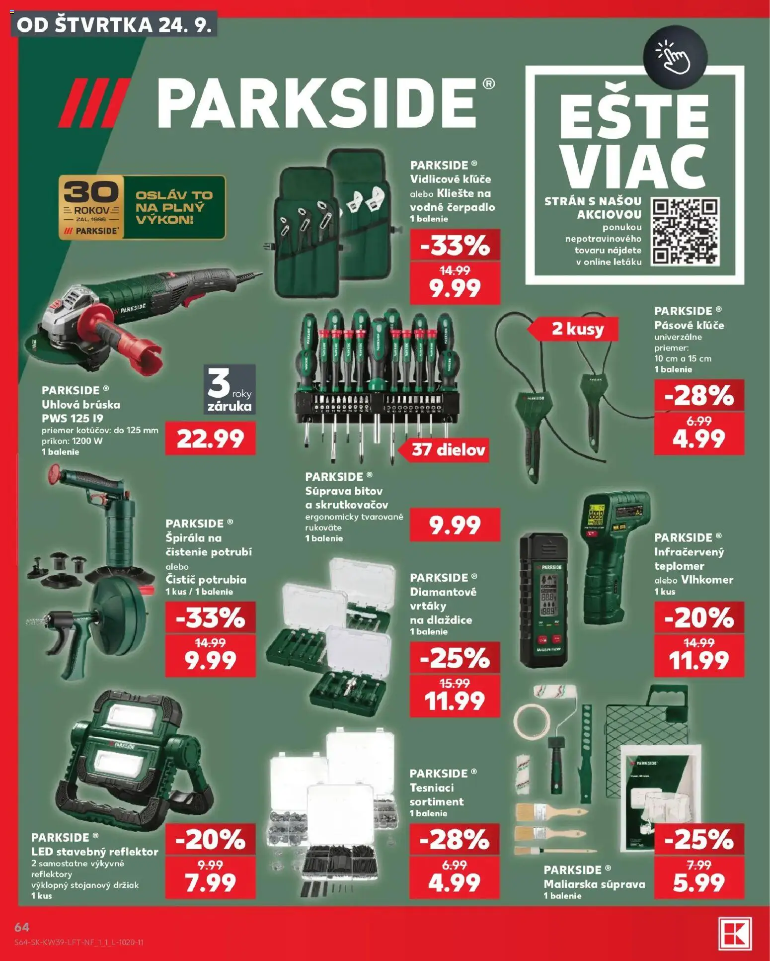 Nové Kaufland akcie – leták je platný od 24.09.2026 | Strana: 64 | Produkty: Reflektor, Čerpadlo, Uhlová brúska, Teplomer