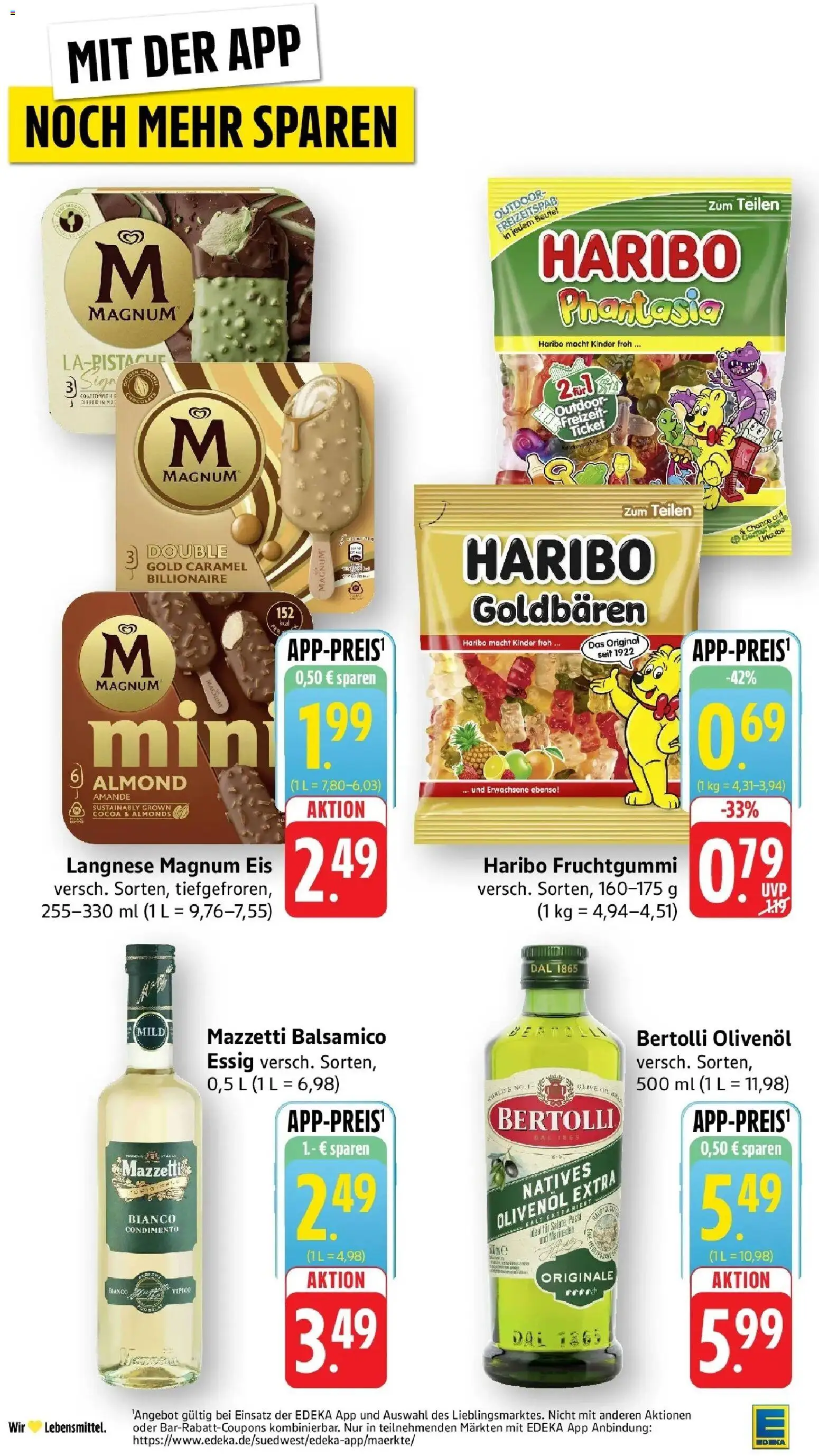 E center Prospekt Laupheim – gültig ab 17.05.2026 | Seite: 6 | Produkte: Langnese, Haribo, Bertolli olivenol, Pasta