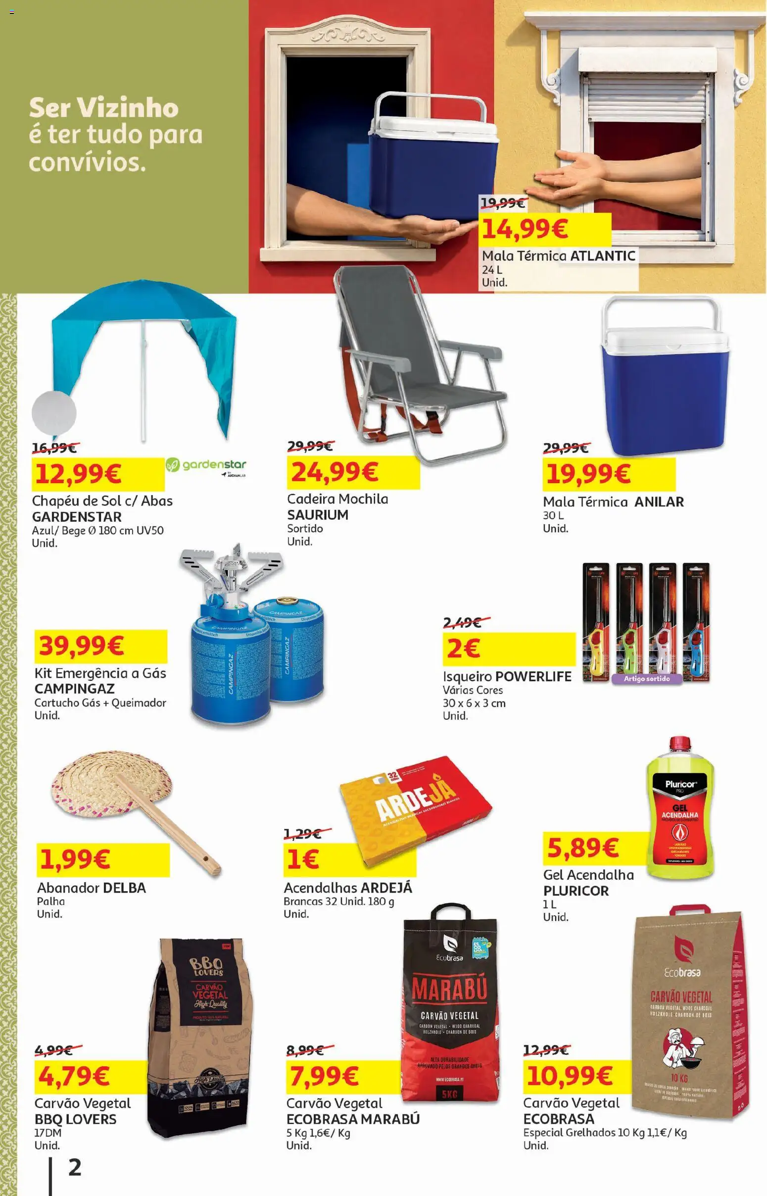 Auchan - Festa de Verão │ válido de 05/08/2026 | Página: 2 | Produtos: Mochila, Chapéu, Carvão vegetal, Cadeira