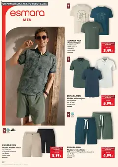 ESMARA MEN Muške kratke hlače, od pamuka i umjetnih vlakana vel. M-XL razne boje komad - Pregled kataloga iz trgovine Kaufland, vrijedi od 13.05.2026 | Stranica: 20 | Proizvodi: Majica, Hlače, Kratke hlače